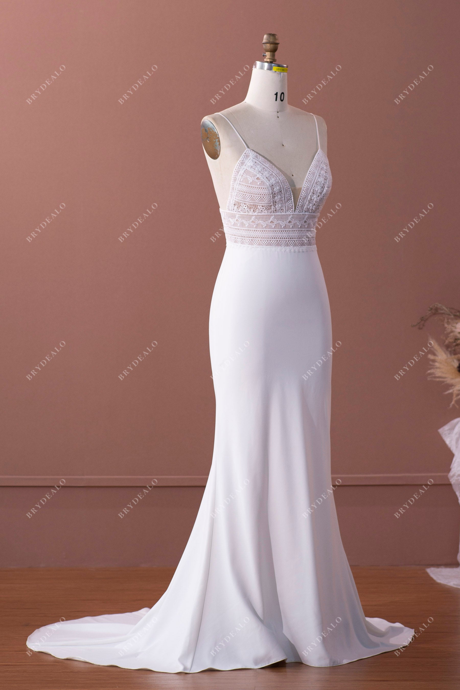 crepe mermaid private label bridal gown