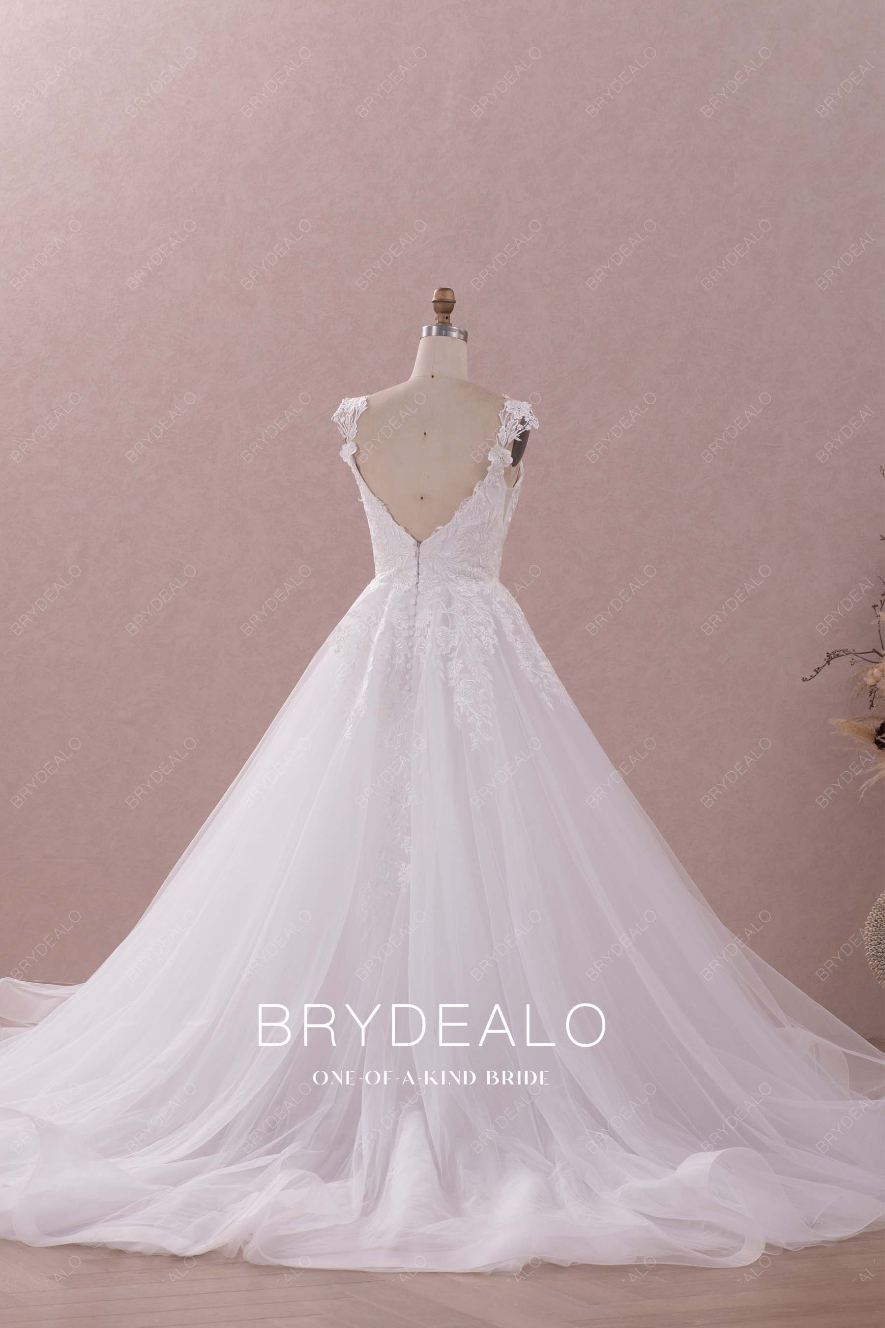 straps v-back lace wedding dress