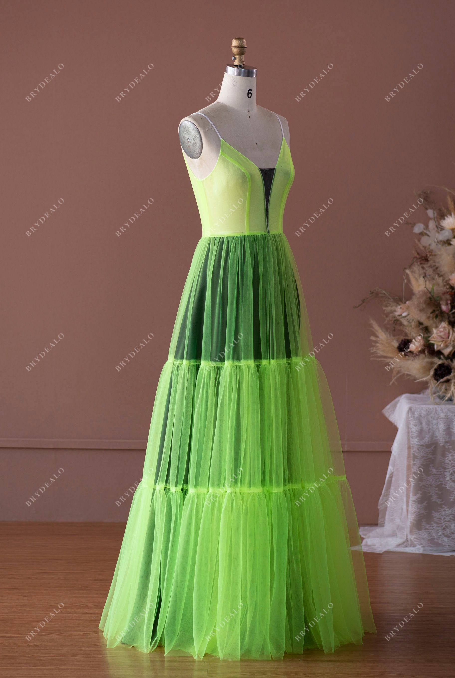 Custom Spaghetti Straps V-neck Boho A-line Wedding Dress Mockup