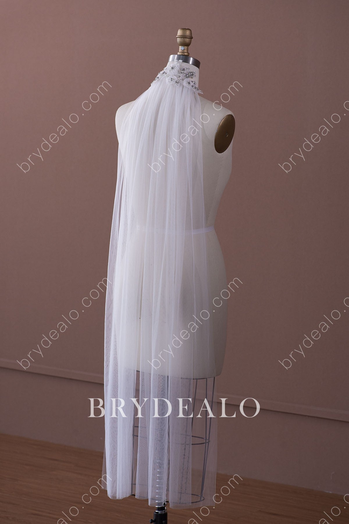 ballet length raw-cut wedding veil