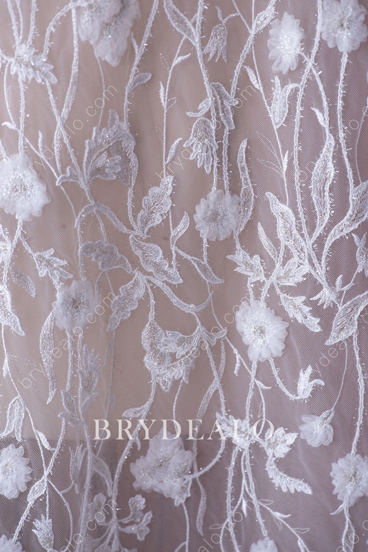 Sequin Flowers Vine Bridal Lace Fabric