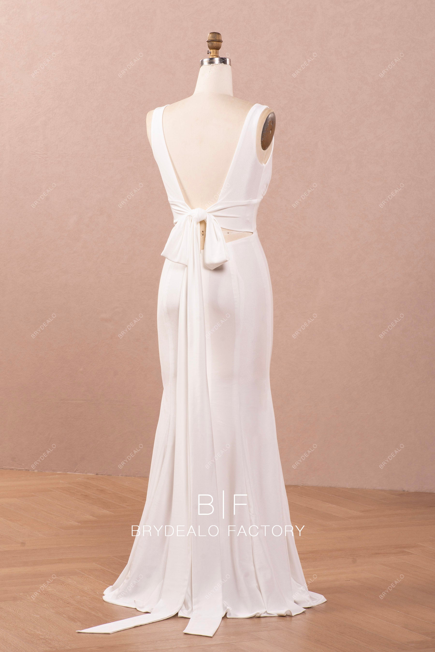 sweep train open back fit flare wedding dress