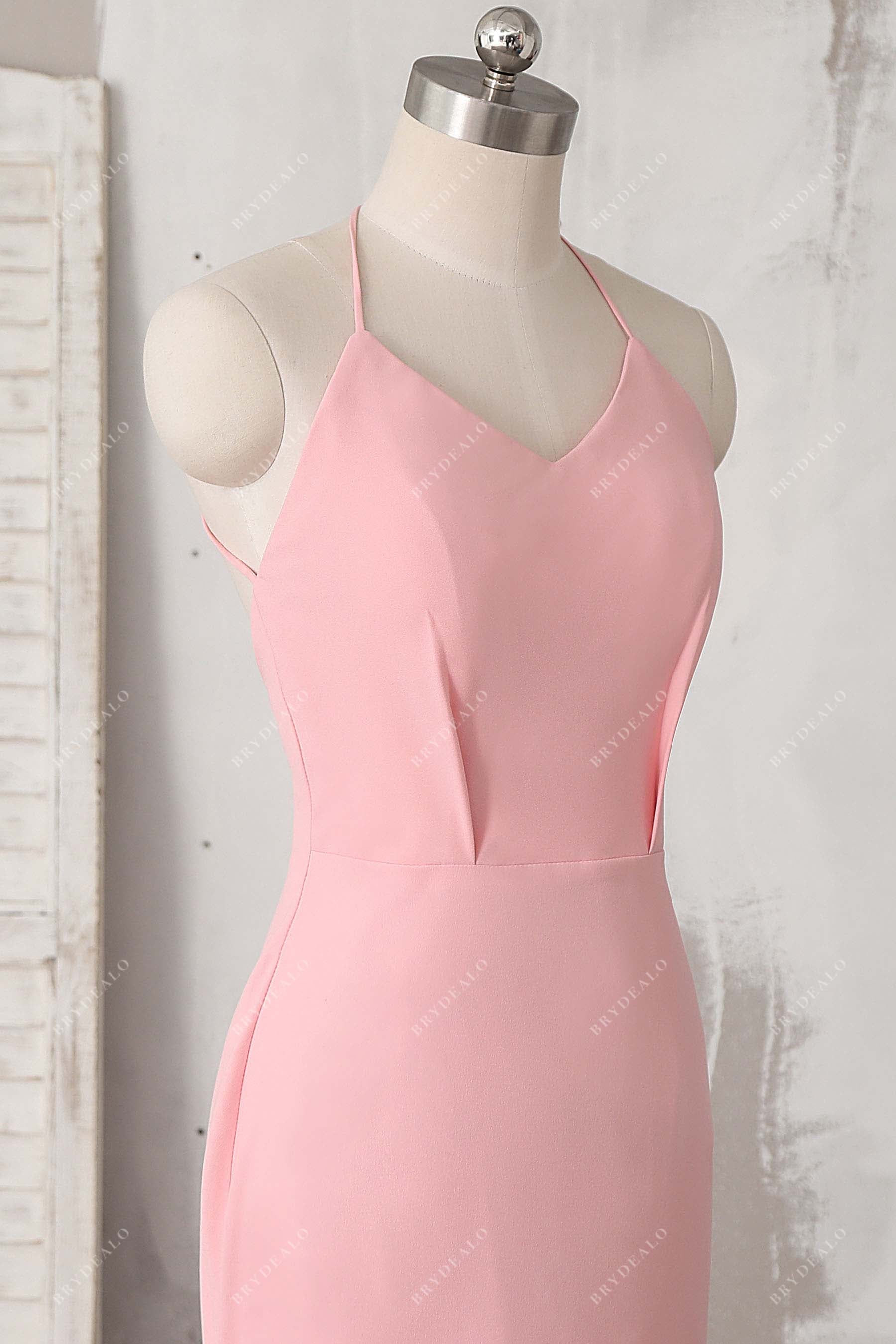 thin straps halter prom gown