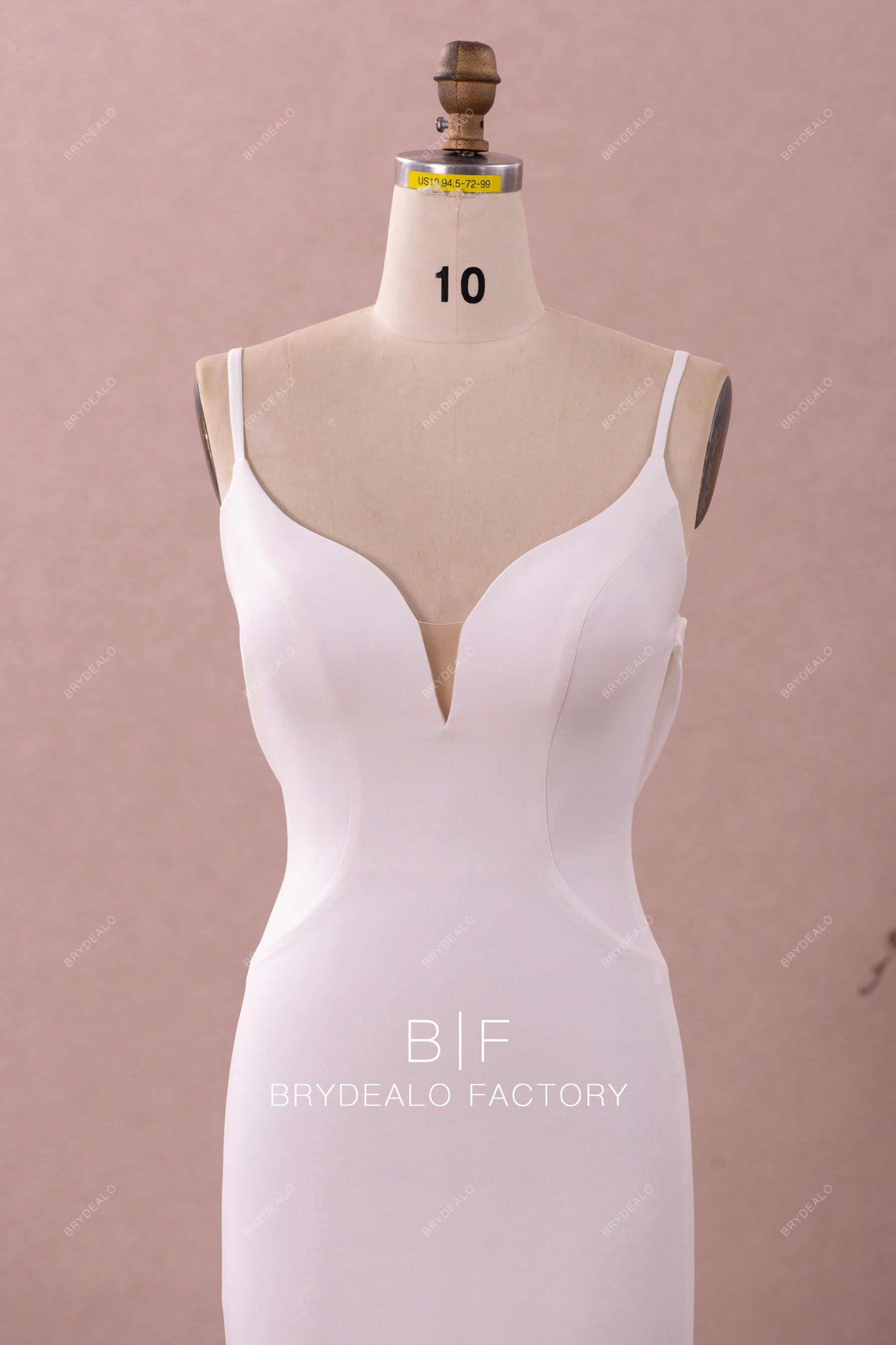 thin straps v-neck wedding dress
