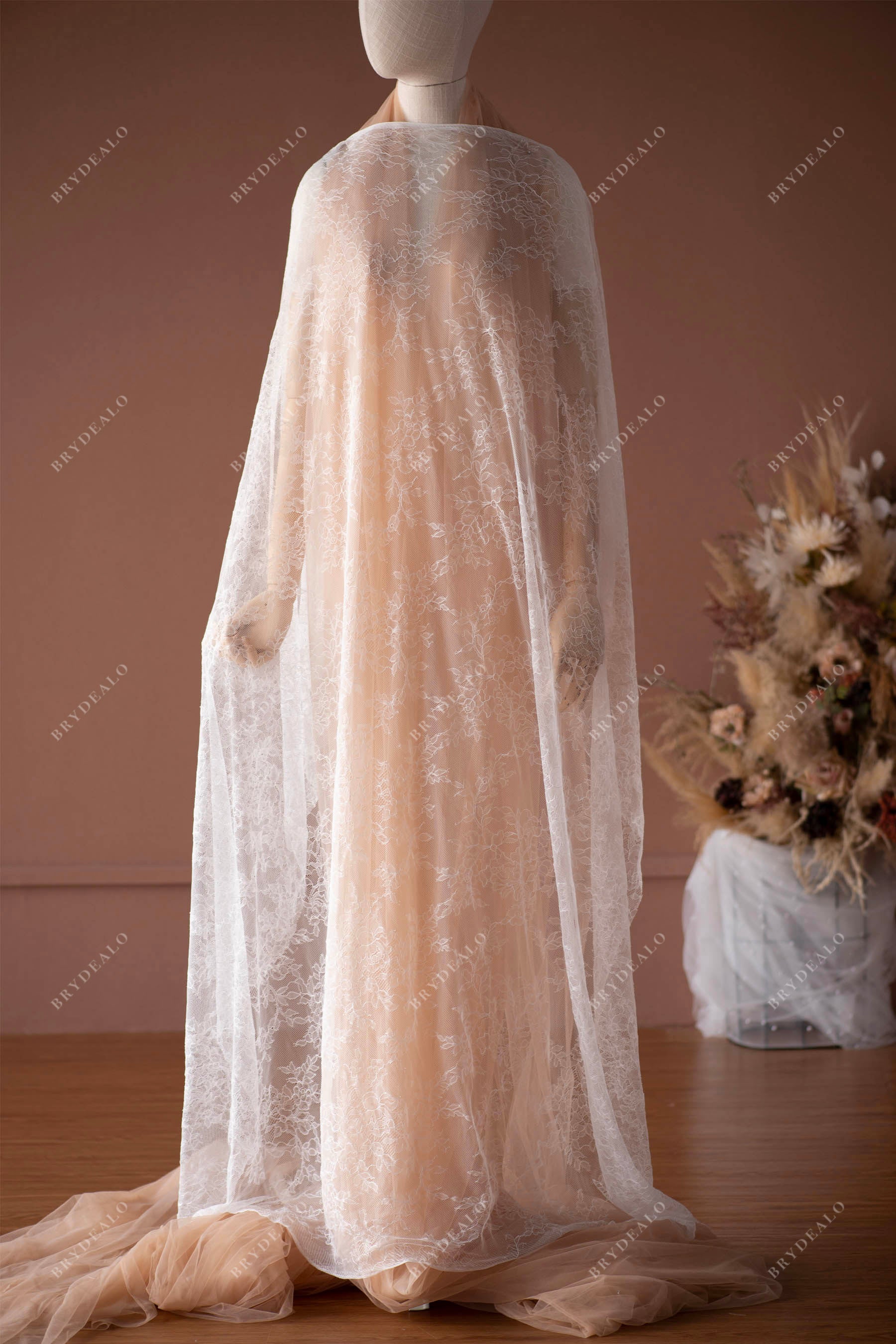 tiny cording flower bridal lace fabric for wholesale