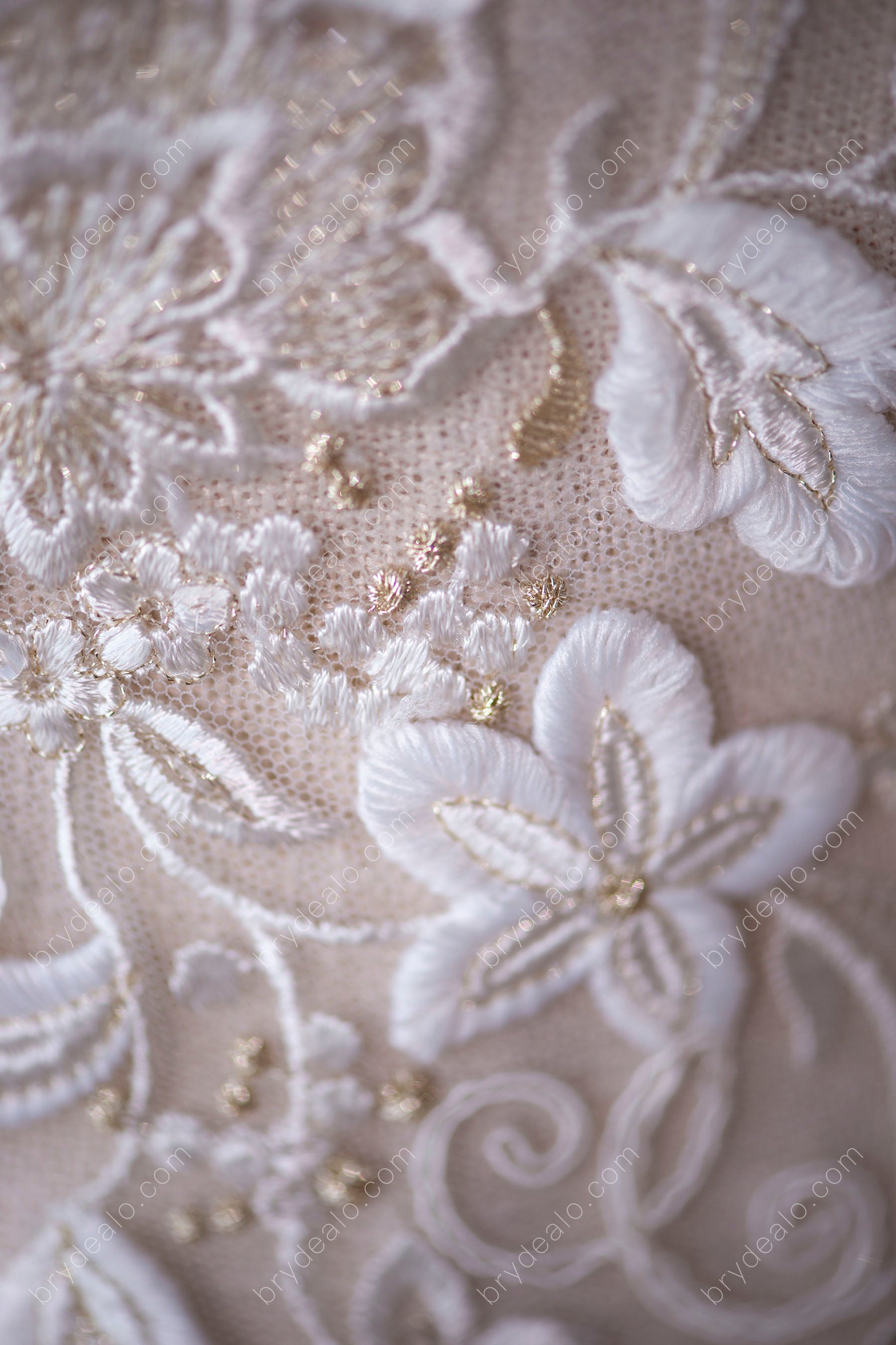 Light Ivory Flowers Lace Applique