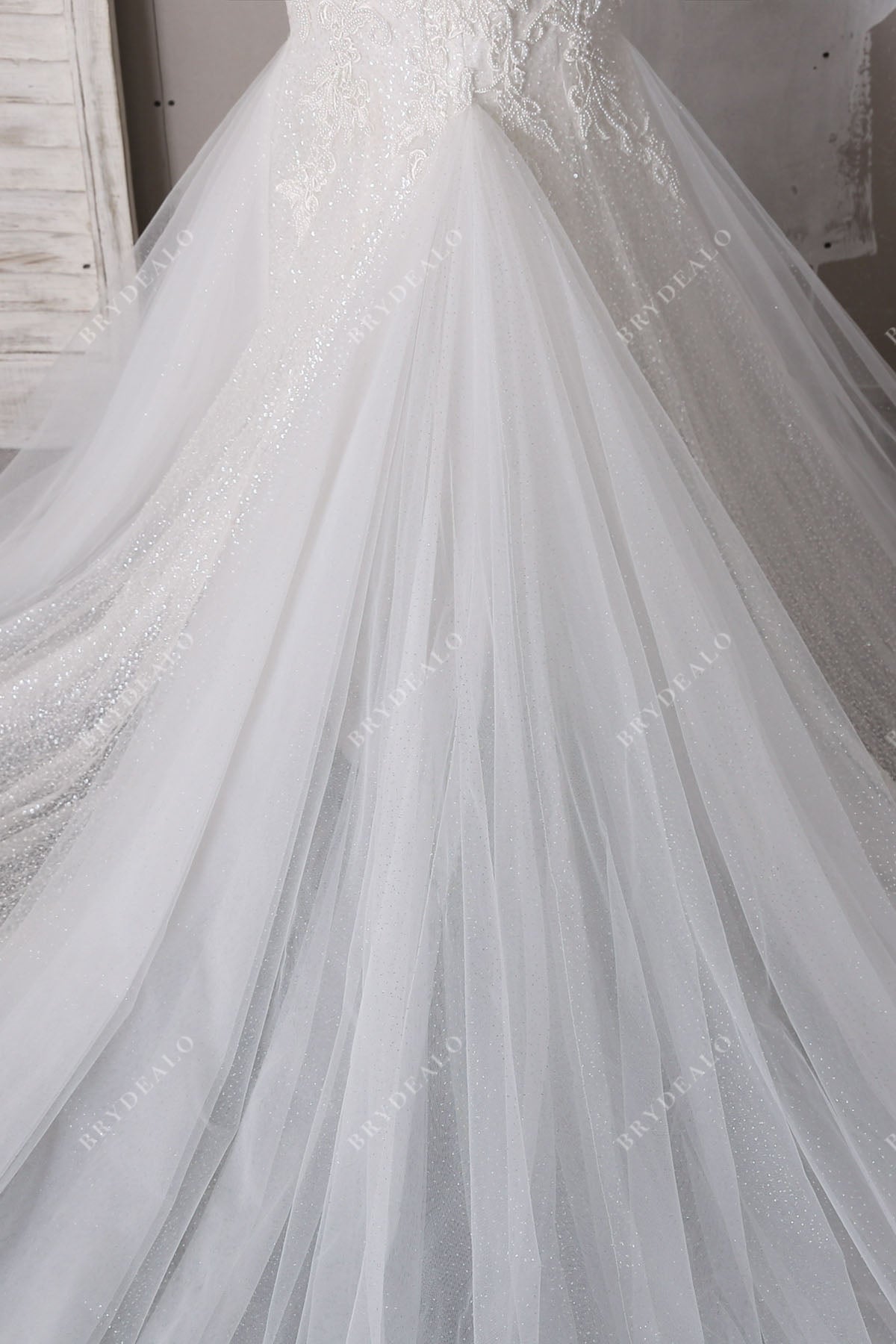 tulle godet trumpet bridal dress