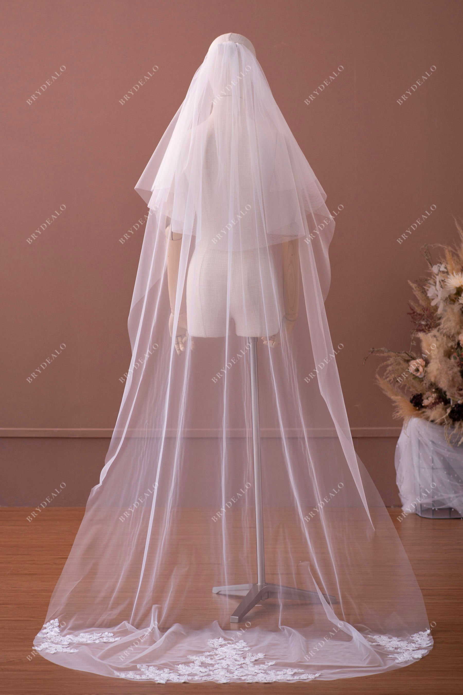 two-tier lace tulle bridal veil