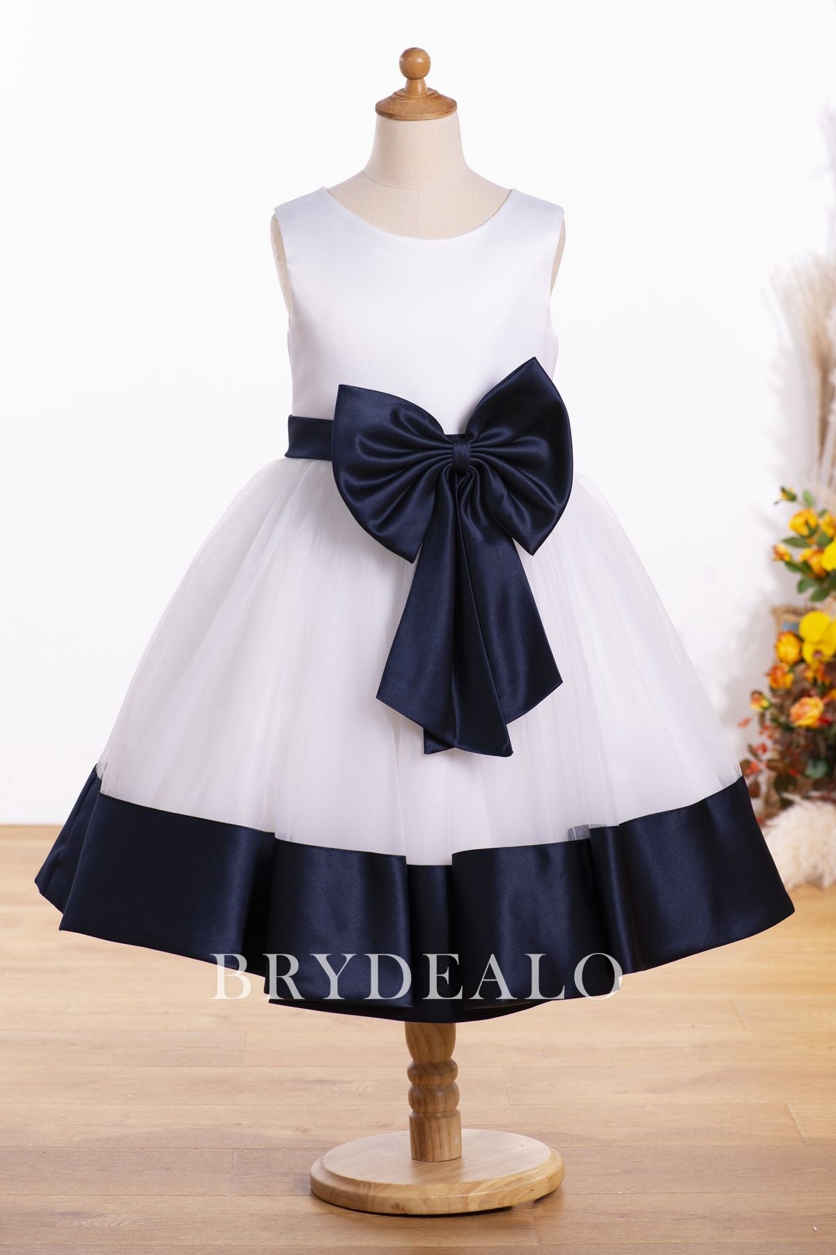 Two-tone Knee Length Flower Girl Ball Dress