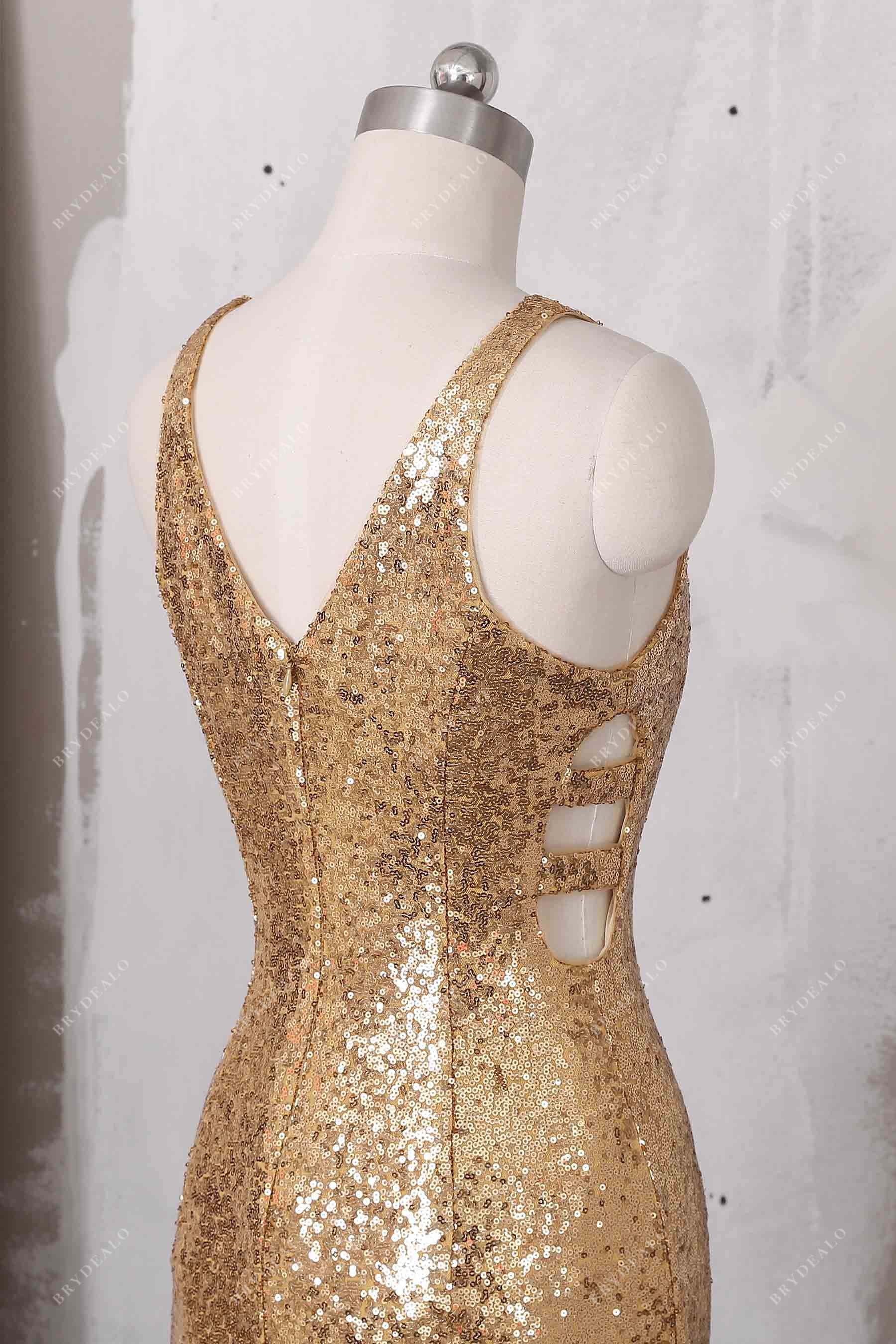 V-back side cutouts prom dress