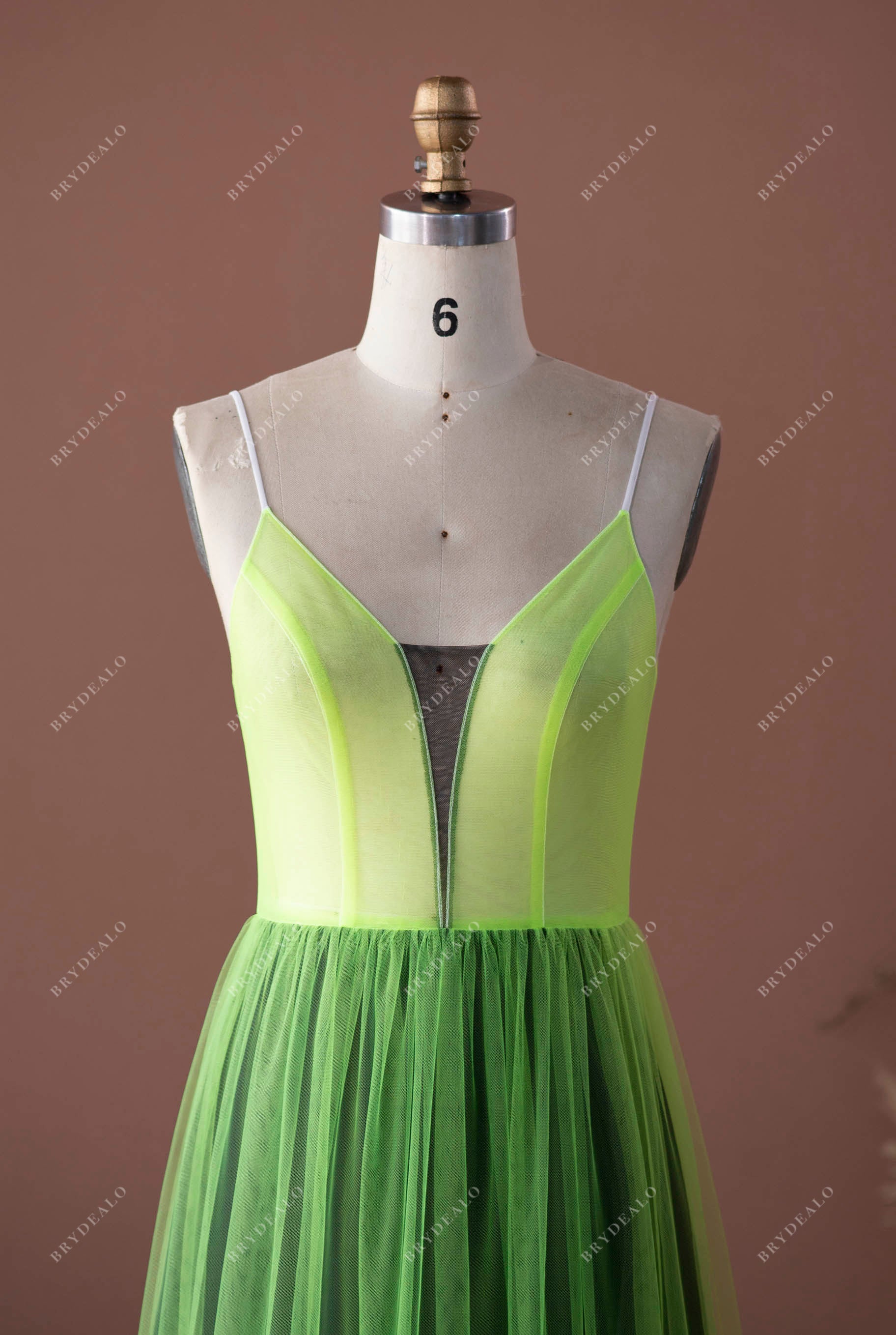Custom Spaghetti Straps V-neck Boho A-line Wedding Dress Mockup