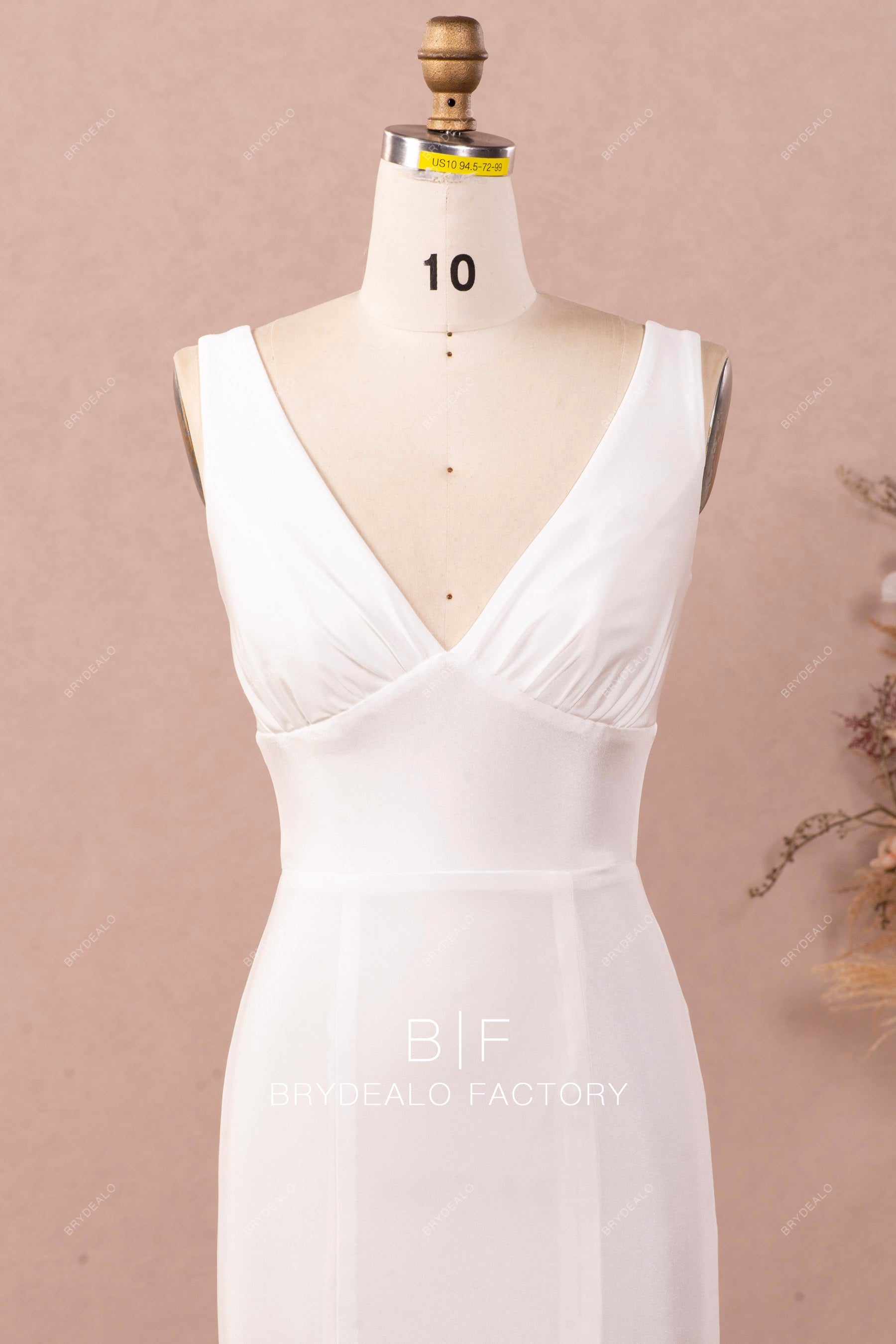 v-neck jersey wedding dress