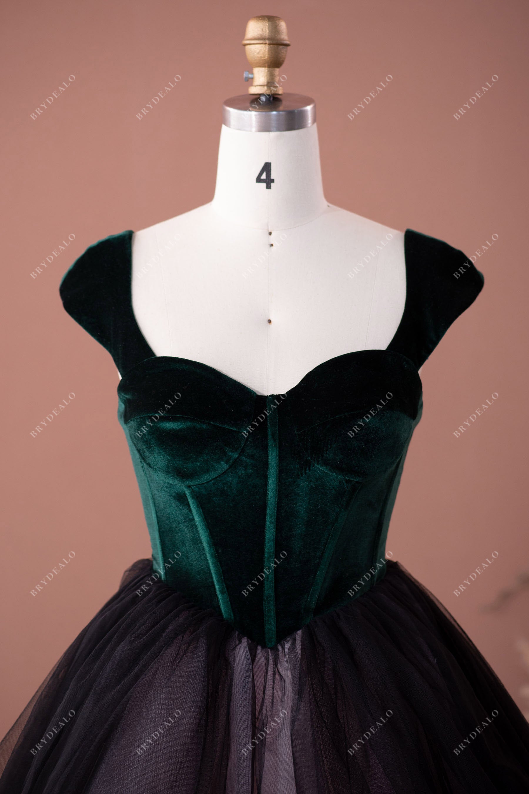 Victoria Velvet Cap Sleeves Corset Wedding Dress