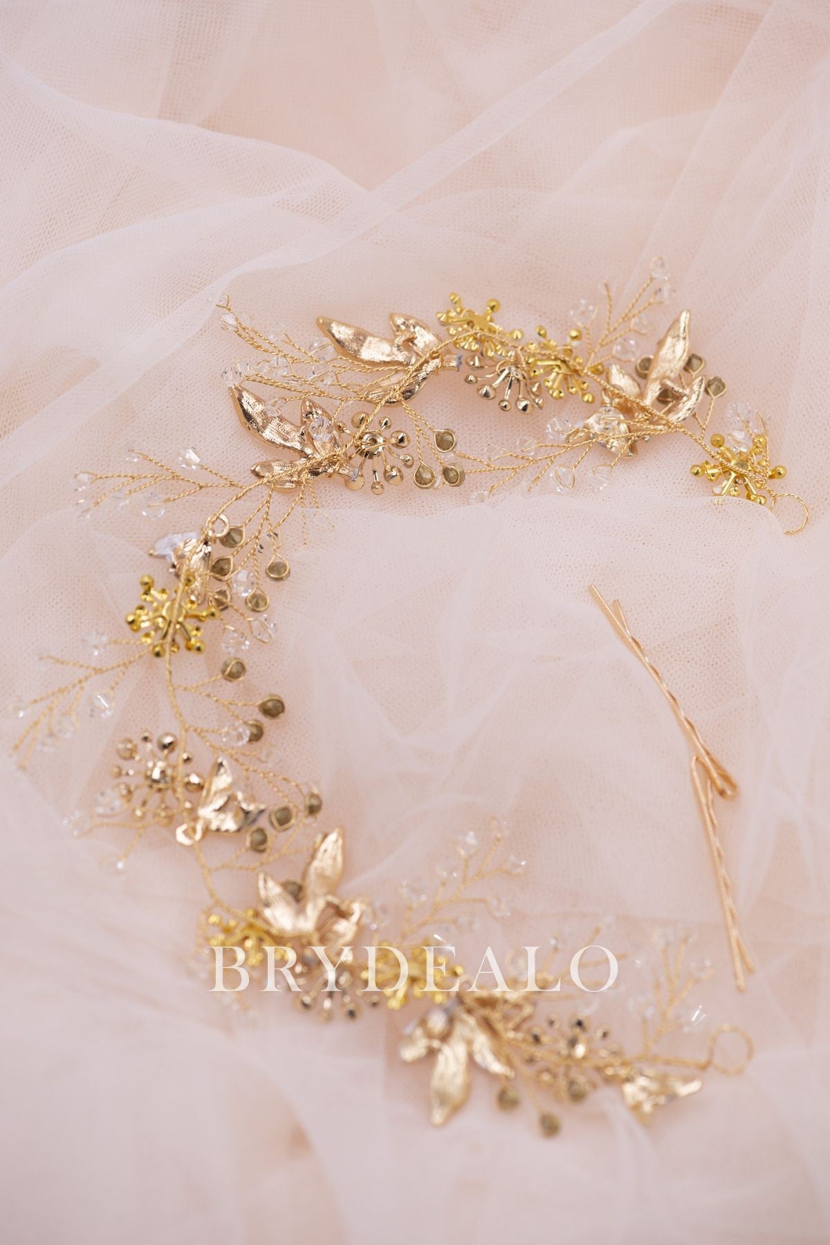 Wholesale Vintage Gold Leaf Rhonestones Bridal Headband