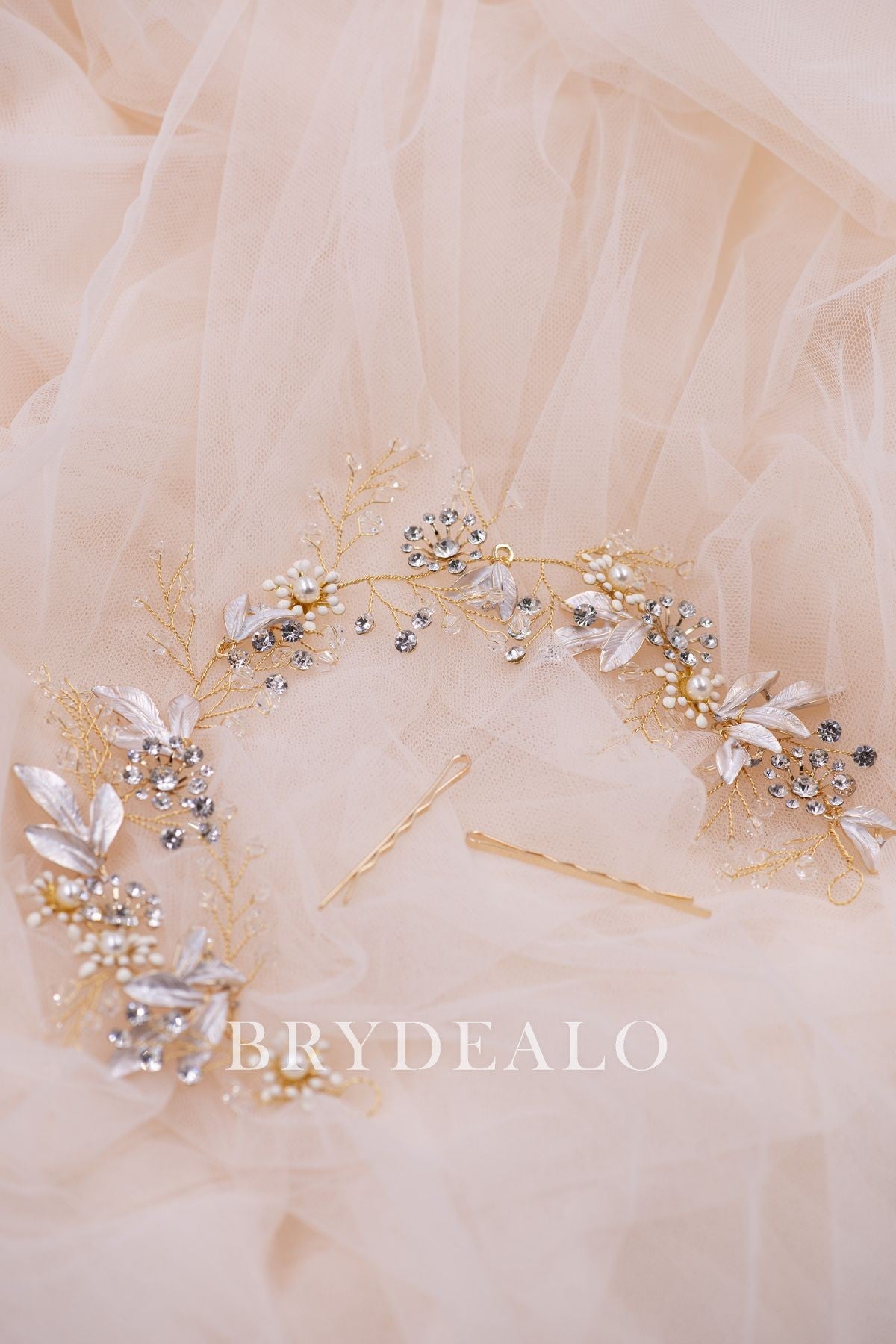 Vintage Gold Leaf Rhonestones Bridal Headband