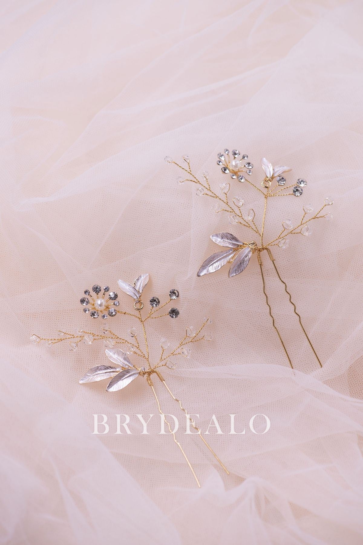 Vintage Leaf Rhinestones Bridal Hair Pin