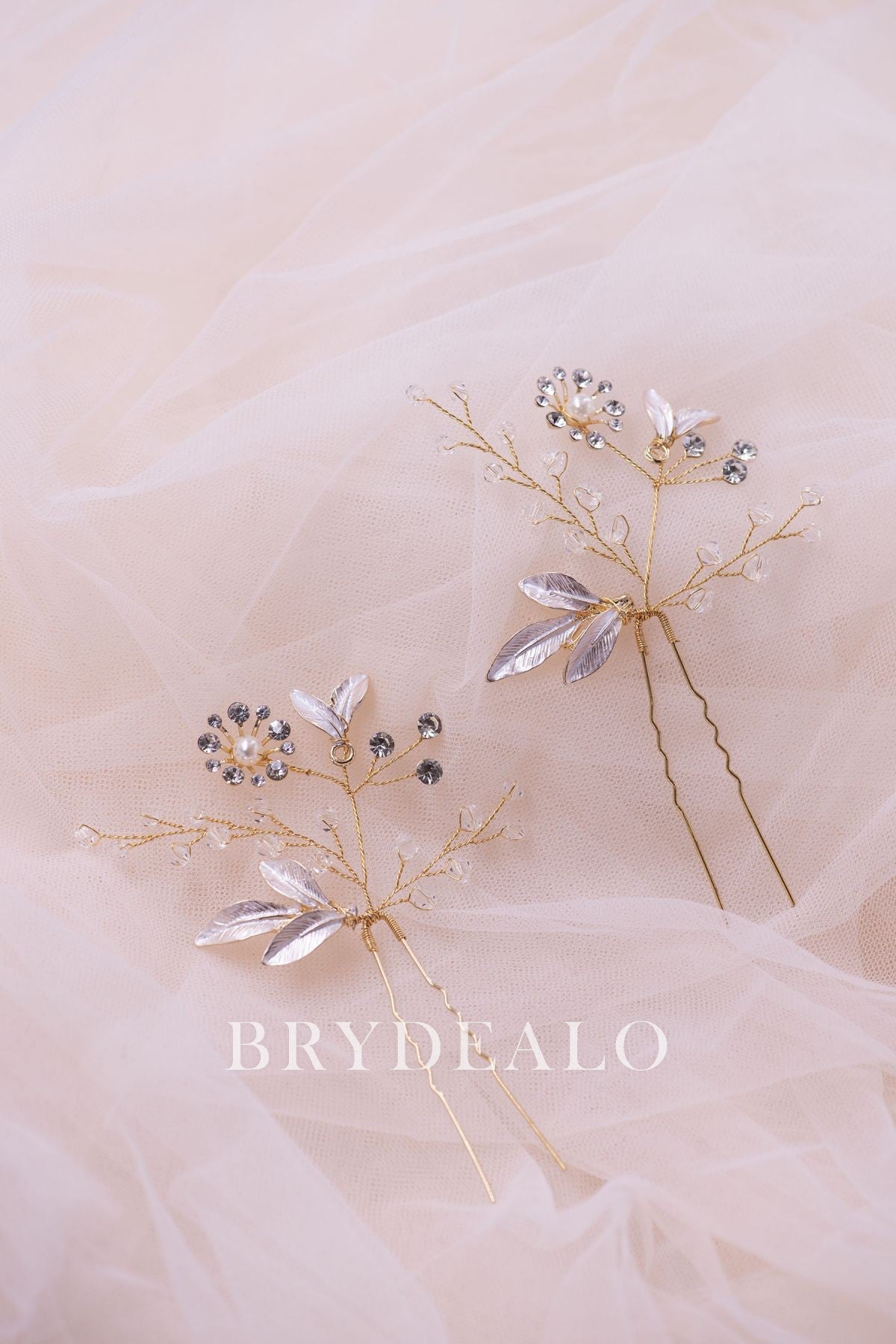 Vintage Leaf Rhinestones Bridal Hair Pin