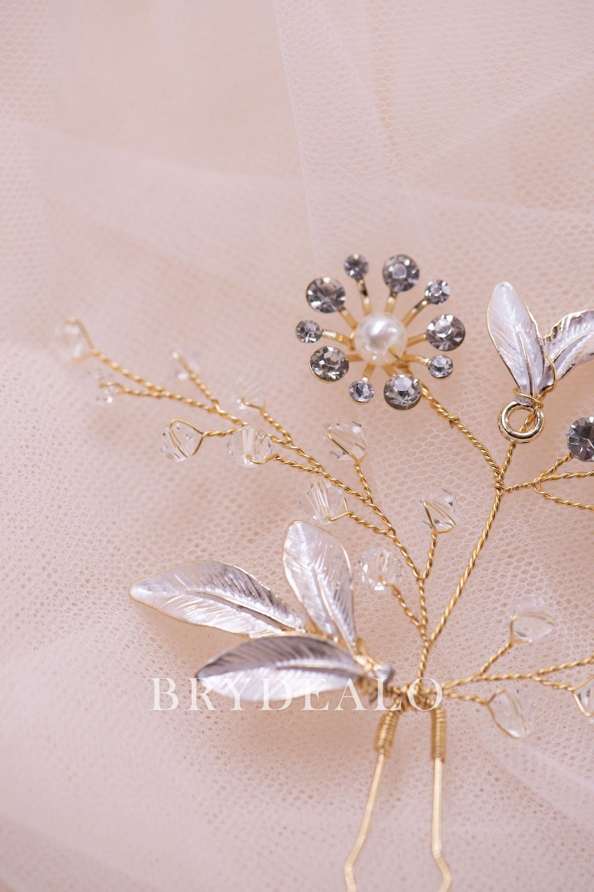  Leaf Rhinestones Bridal Hair Pin