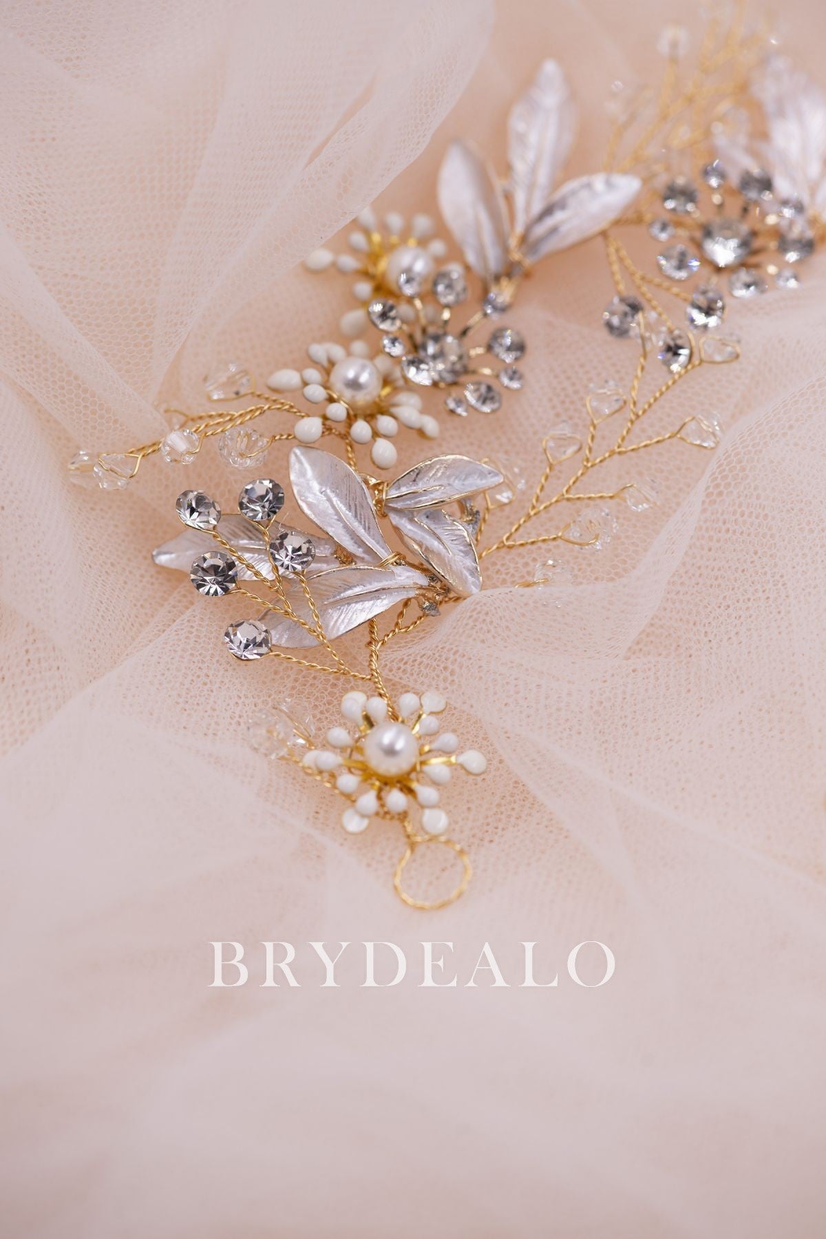 Vintage Gold Leaf Rhonestones Bridal Headband for Wholesale