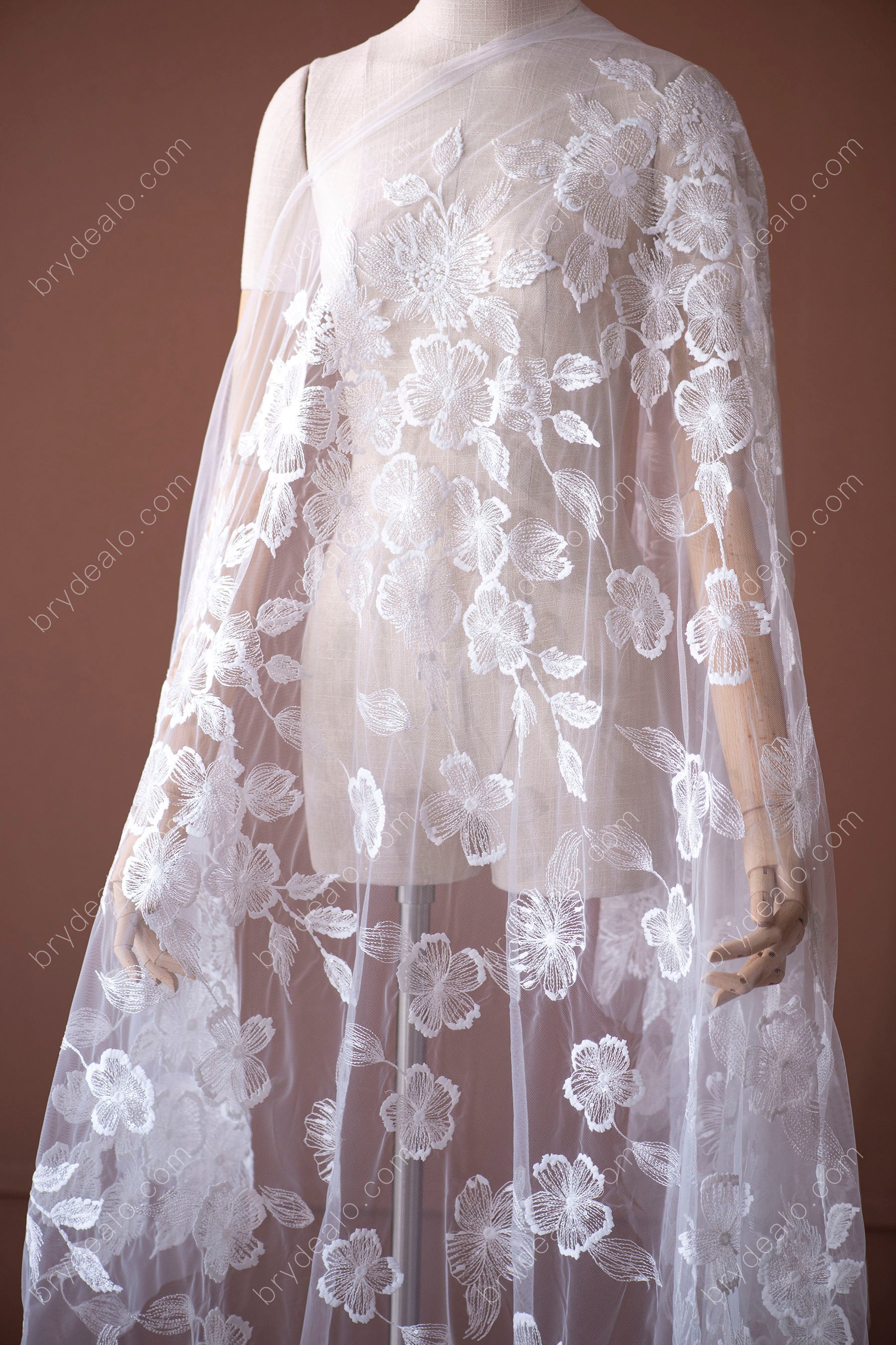 Vintage Sequins Floral Bridal Lace Fabric for wholesale