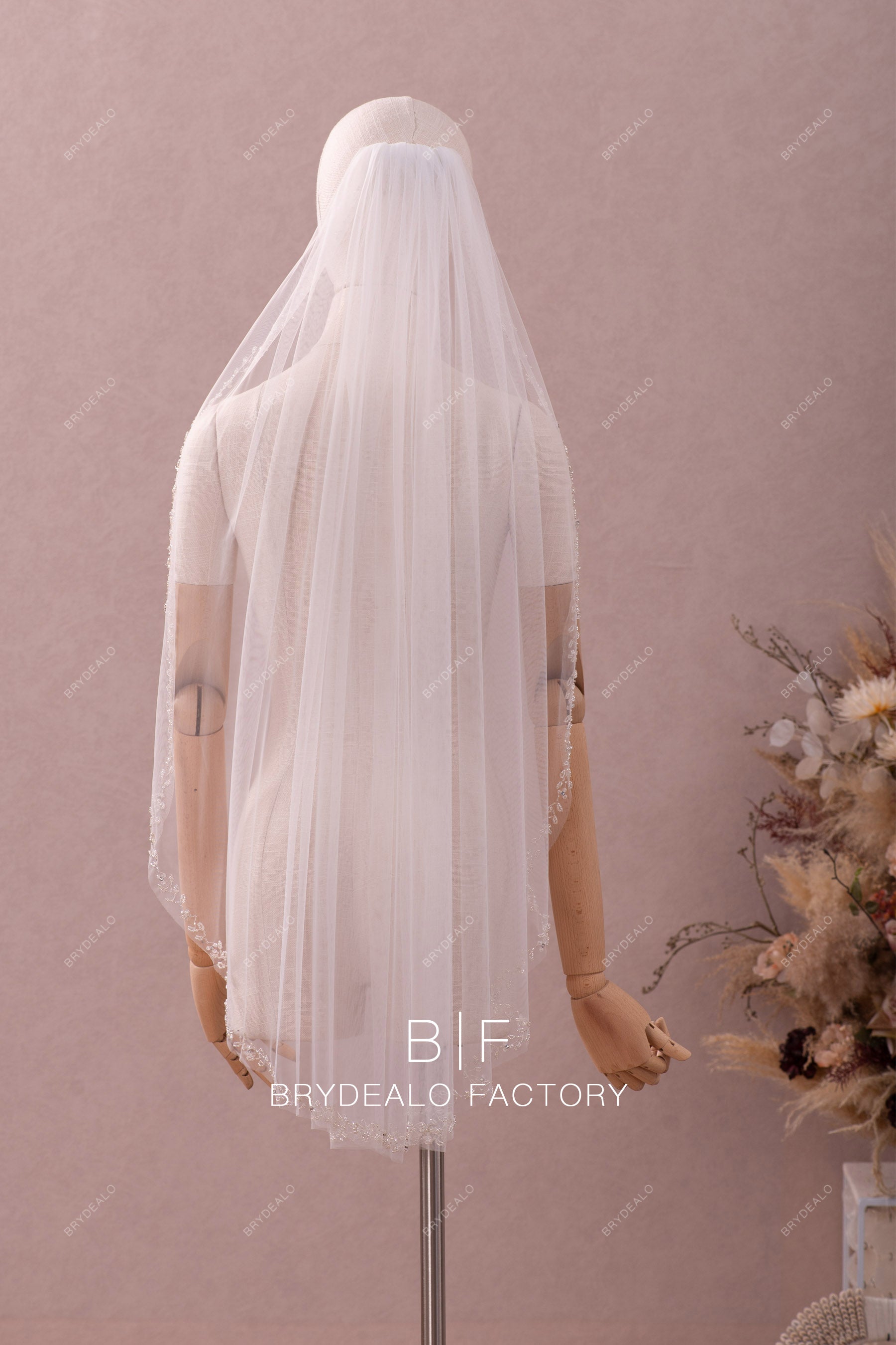 wholesale beaded fingertip veil