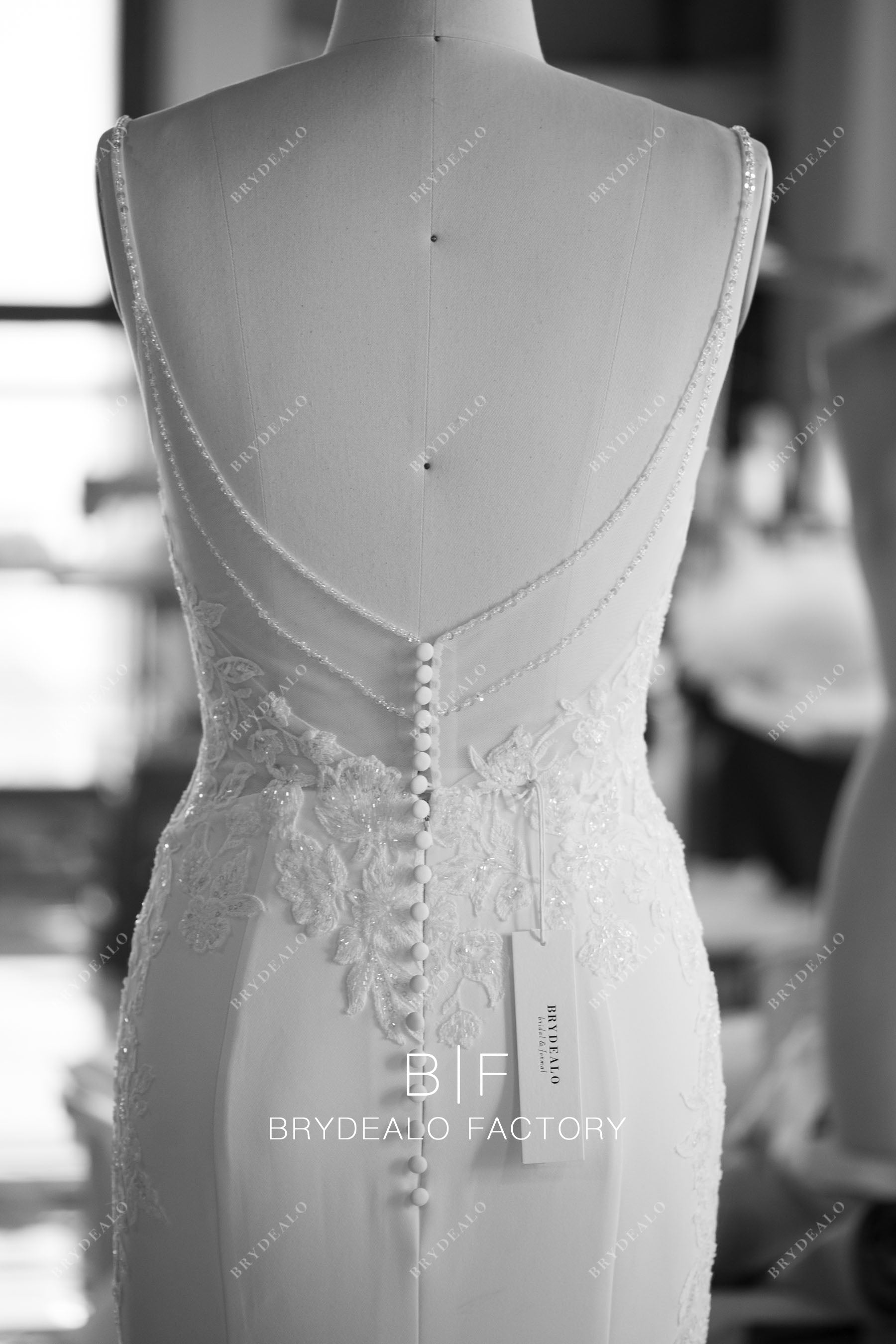 wholesale beaded illusion back wedding dress