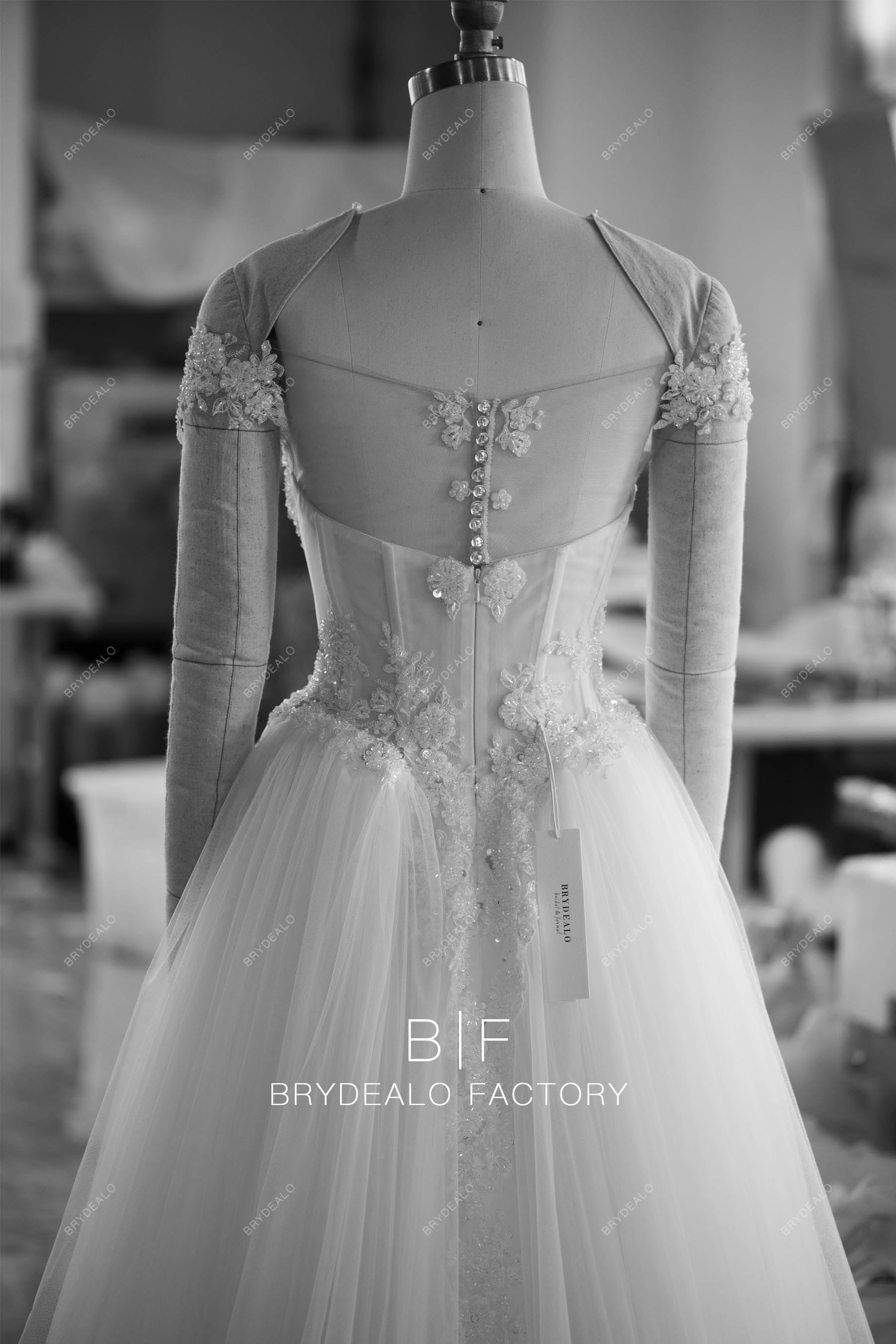 wholesale beaded lace off shoulder wedding ballgown