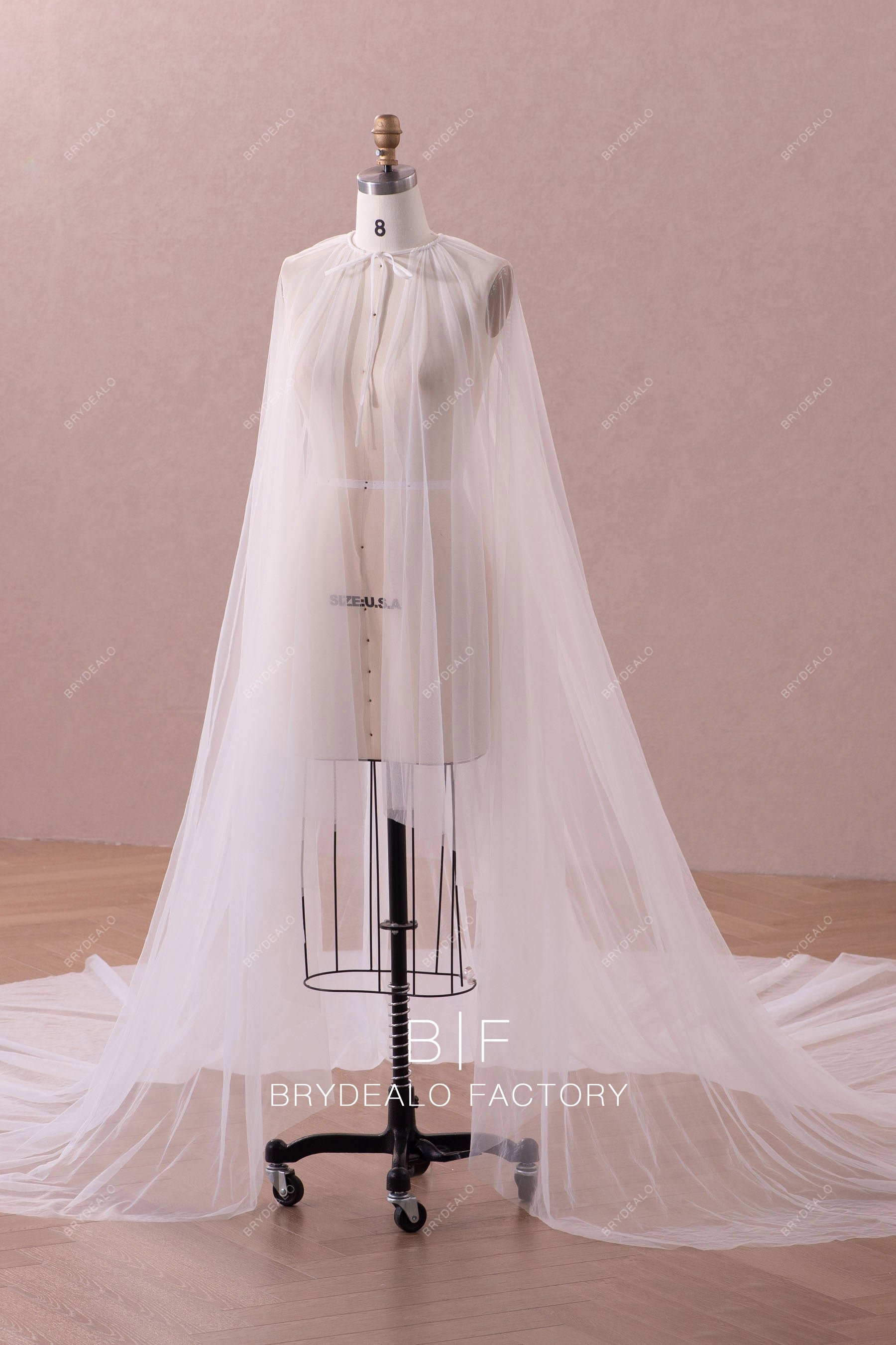 wholesale beaded neck raw-cut cape veil