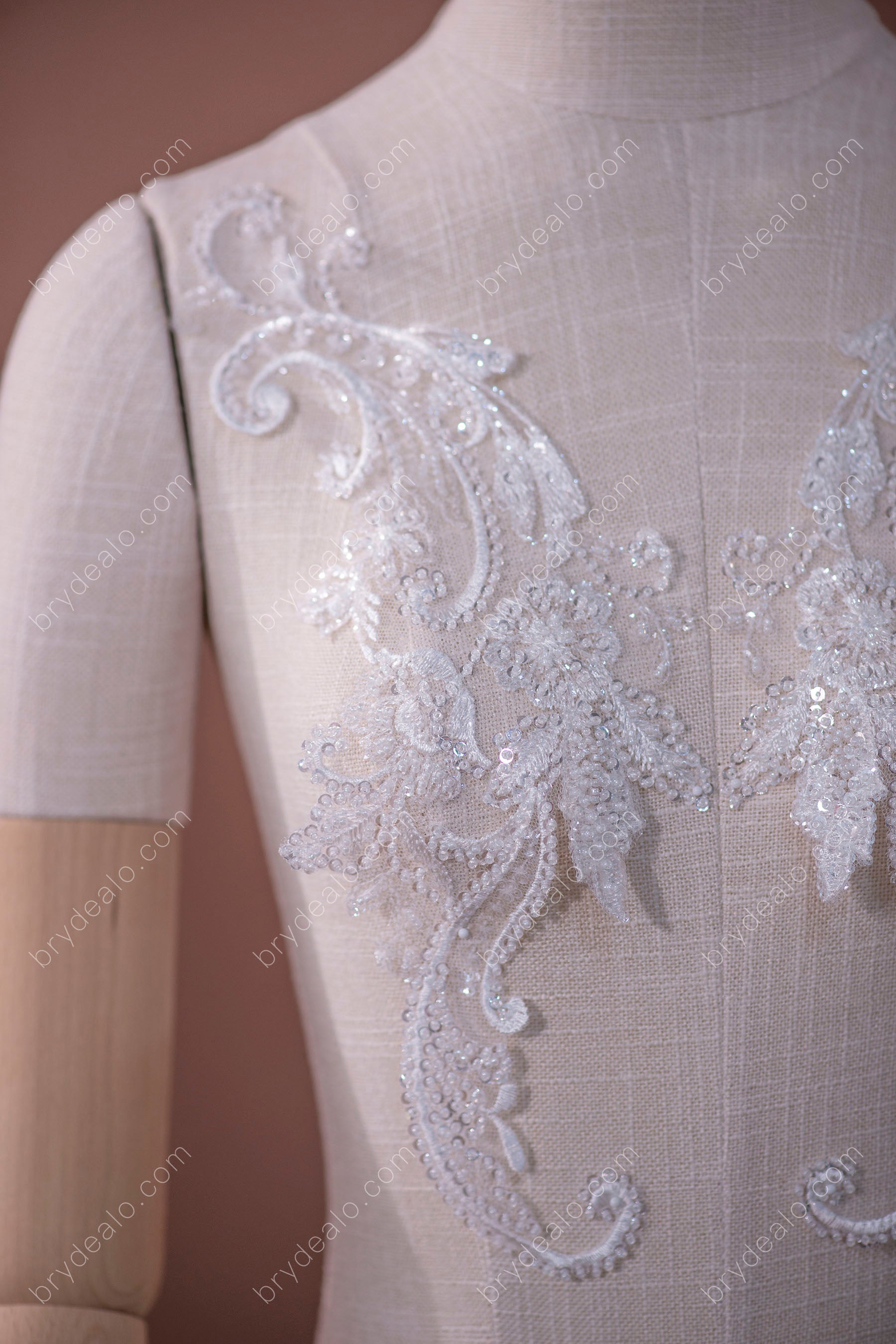 Shiny Beaded Sequined Abstract Lace