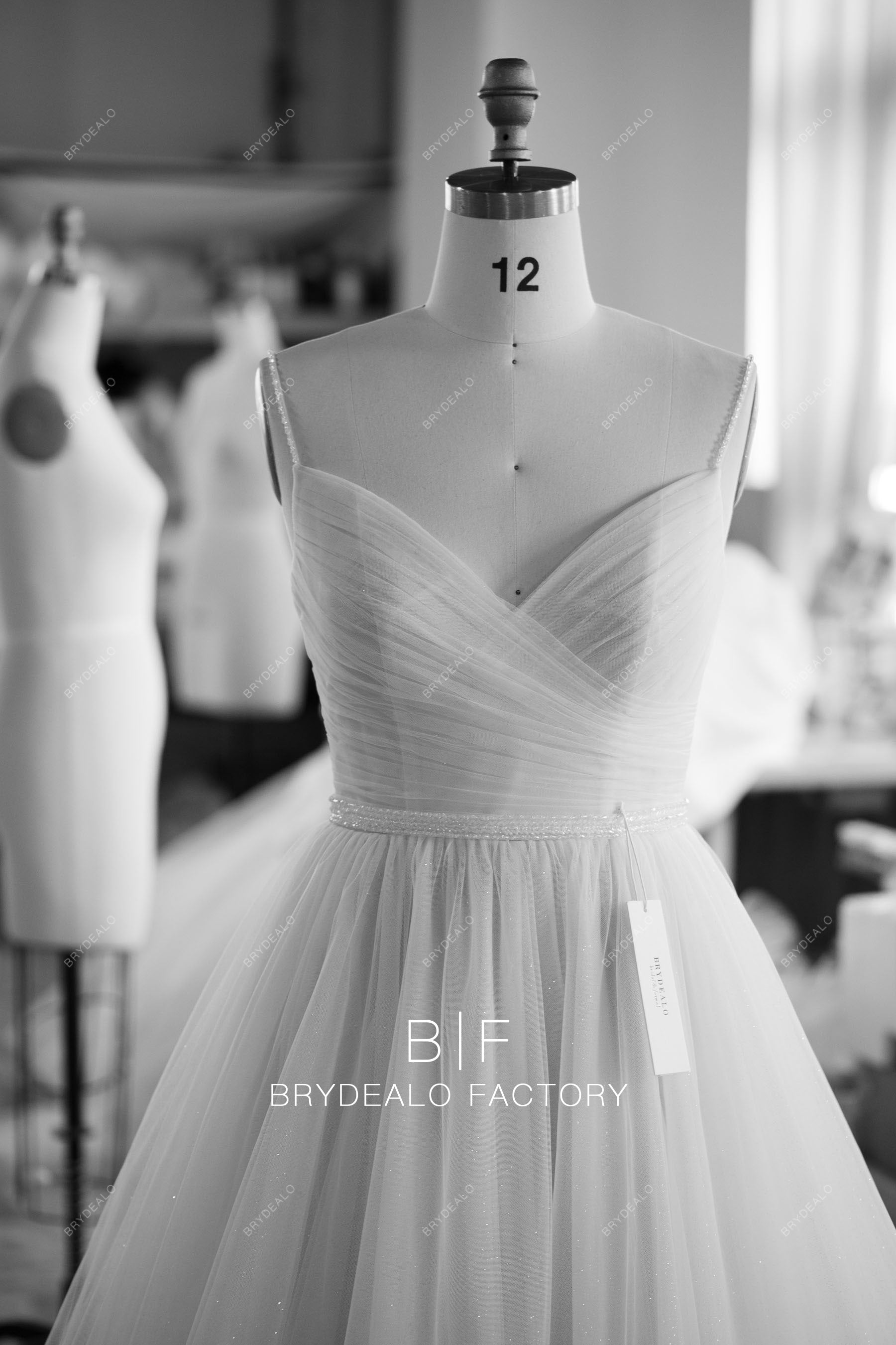 wholesale beaded straps v-neck wedding dress