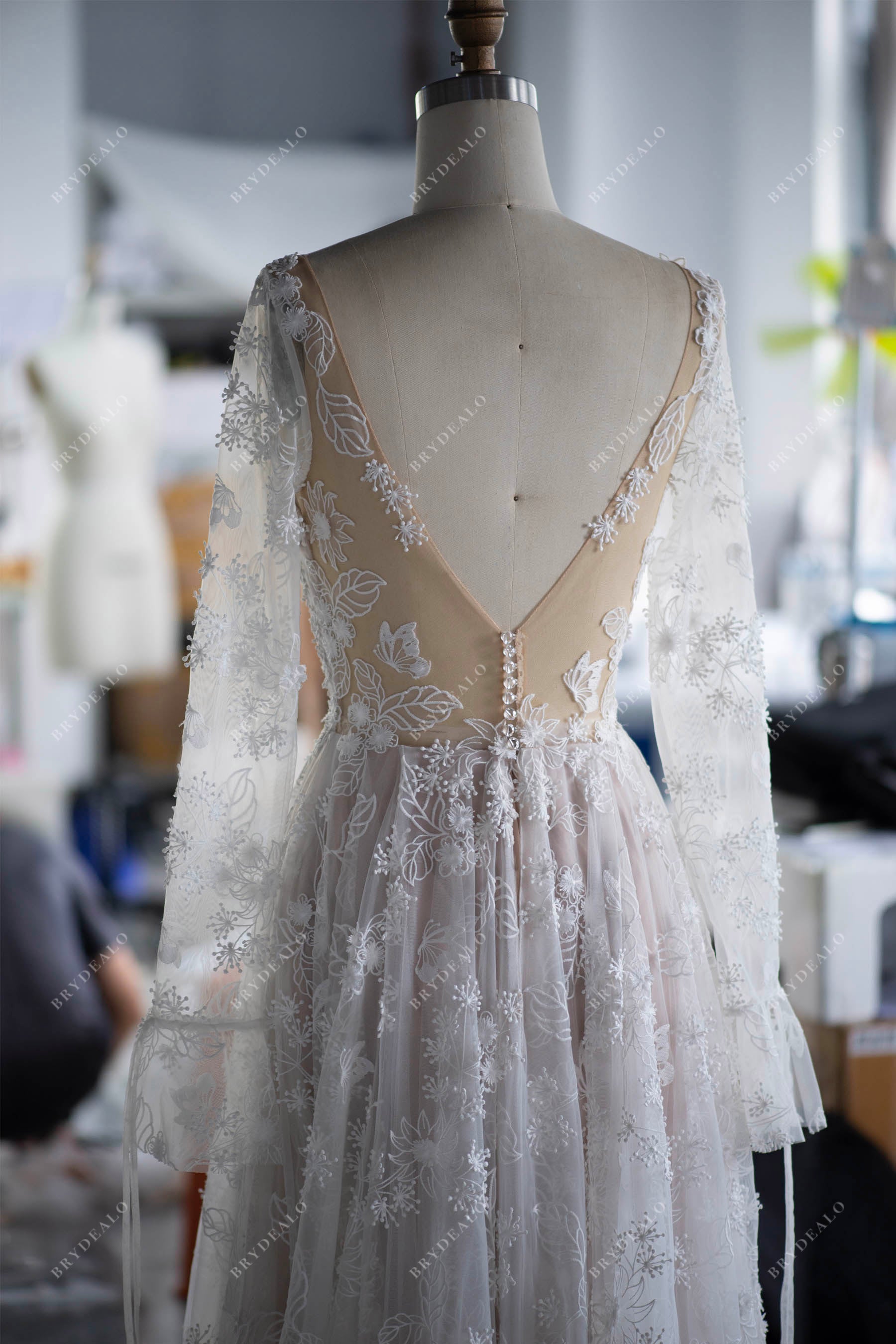 wholesale bell sleeve wedding dress