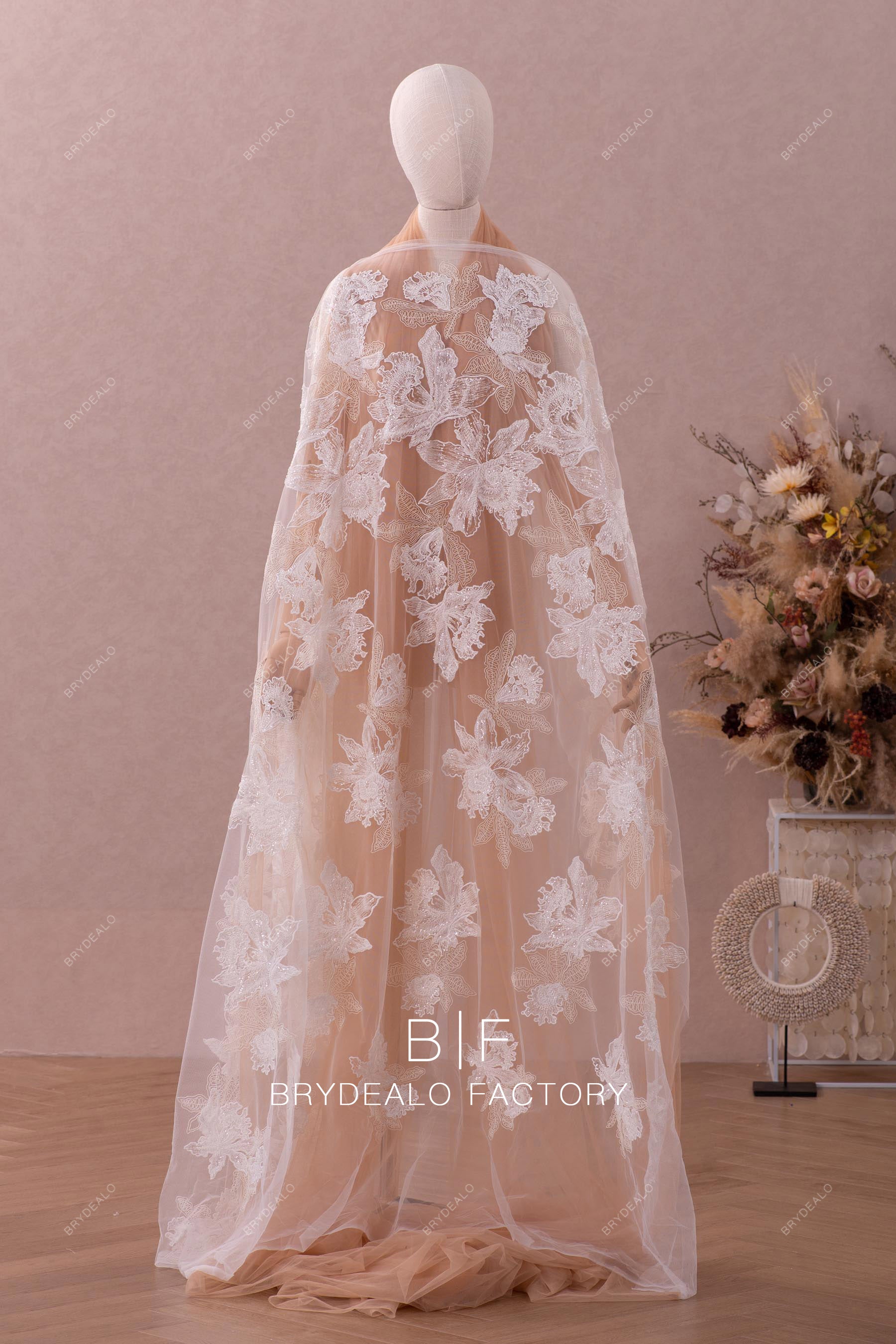 wholesale big flower beaded lace