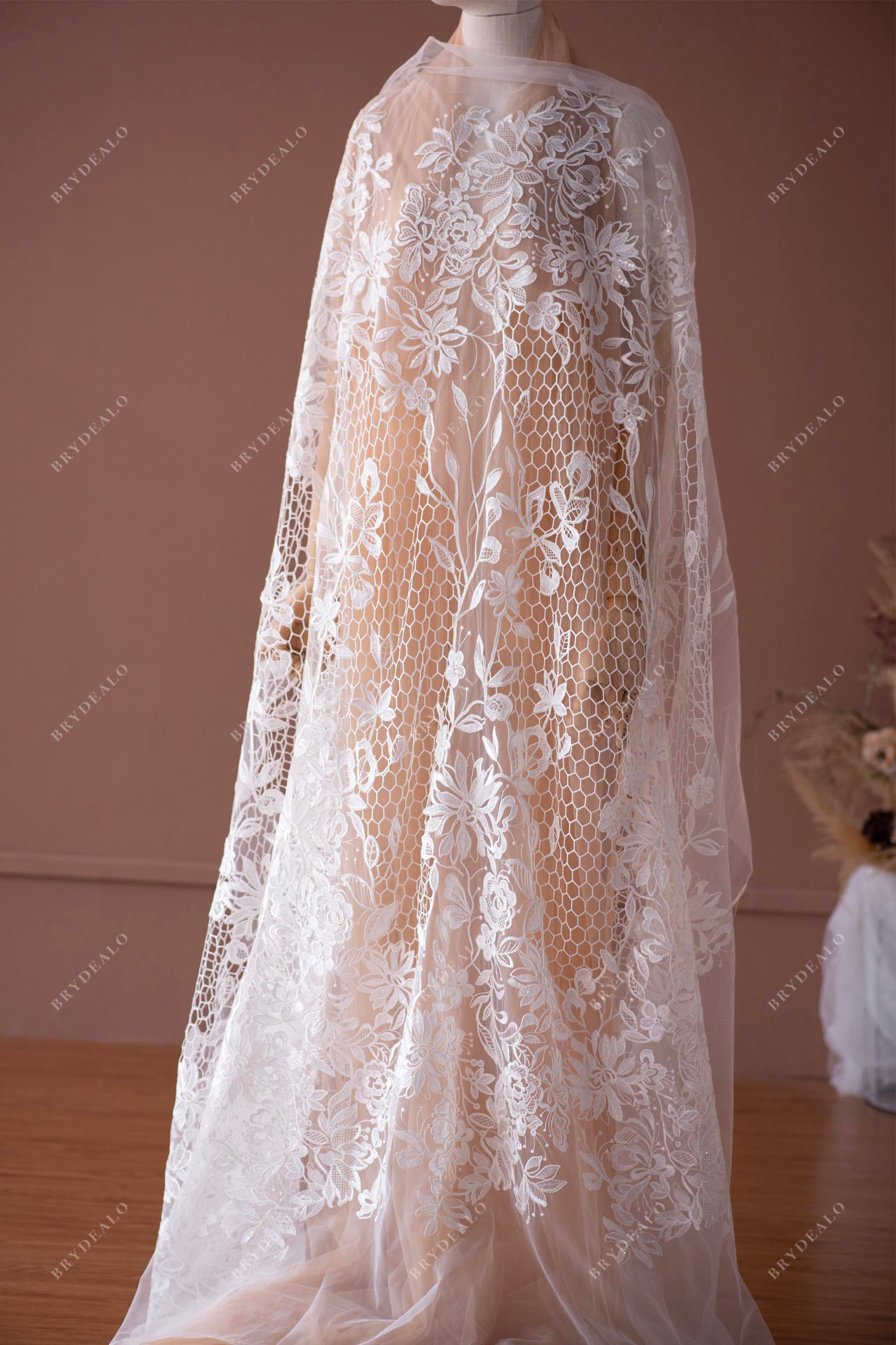 wholesale boho bridal lace fabric for wedding gowns