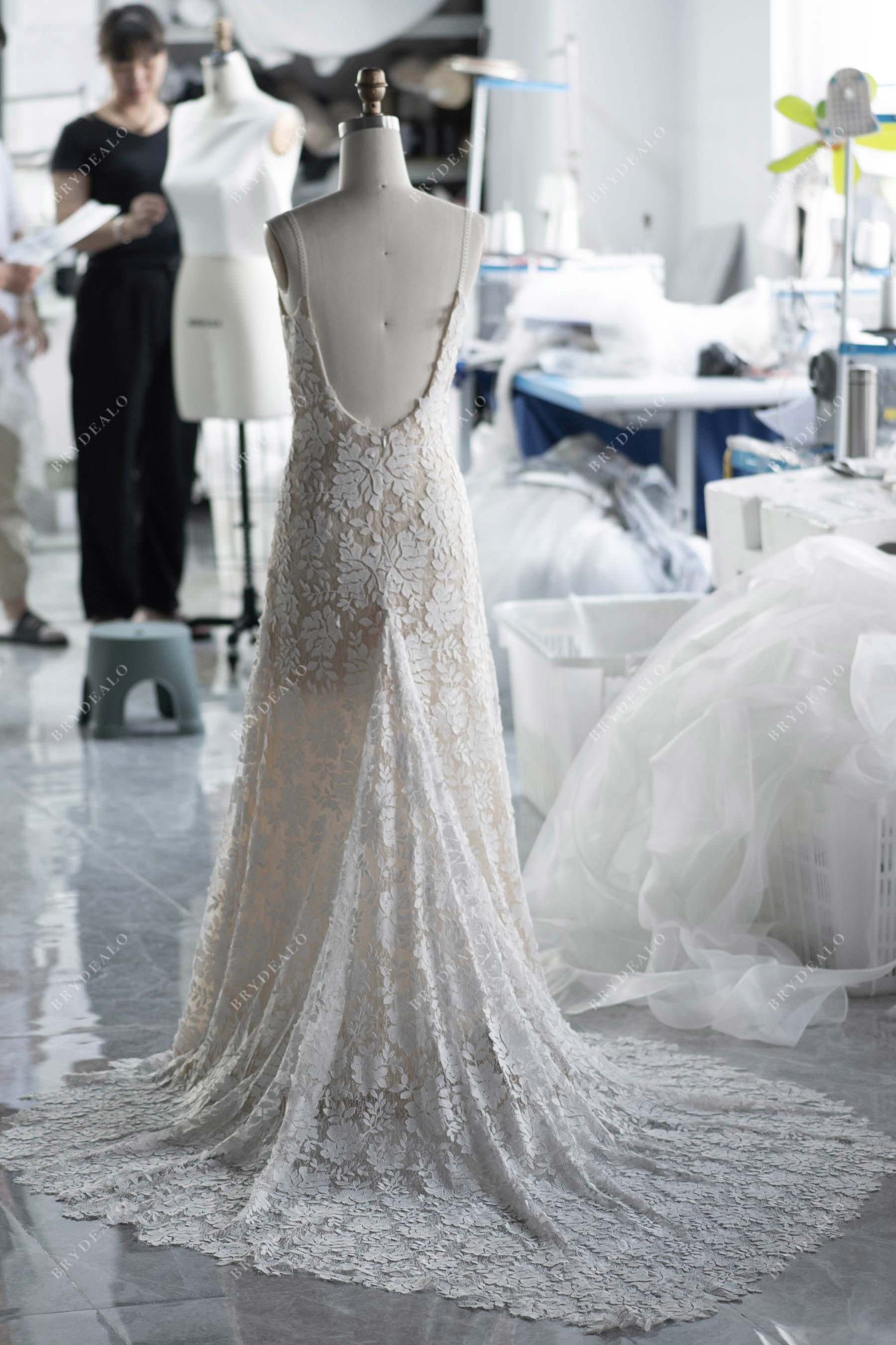 wholesale boho open back sweetheart train bridal gown