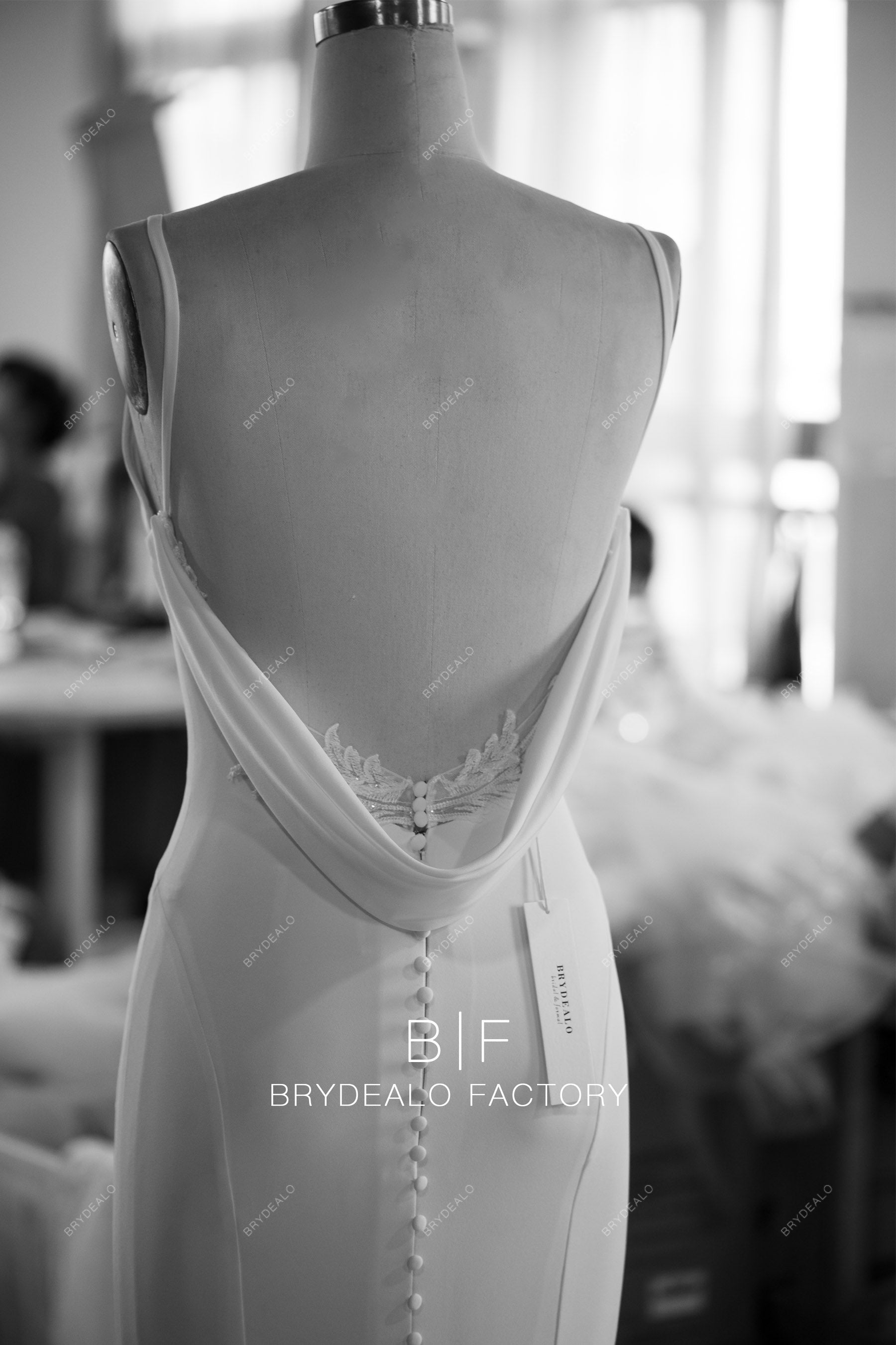 wholesale cowl open back bridal gown