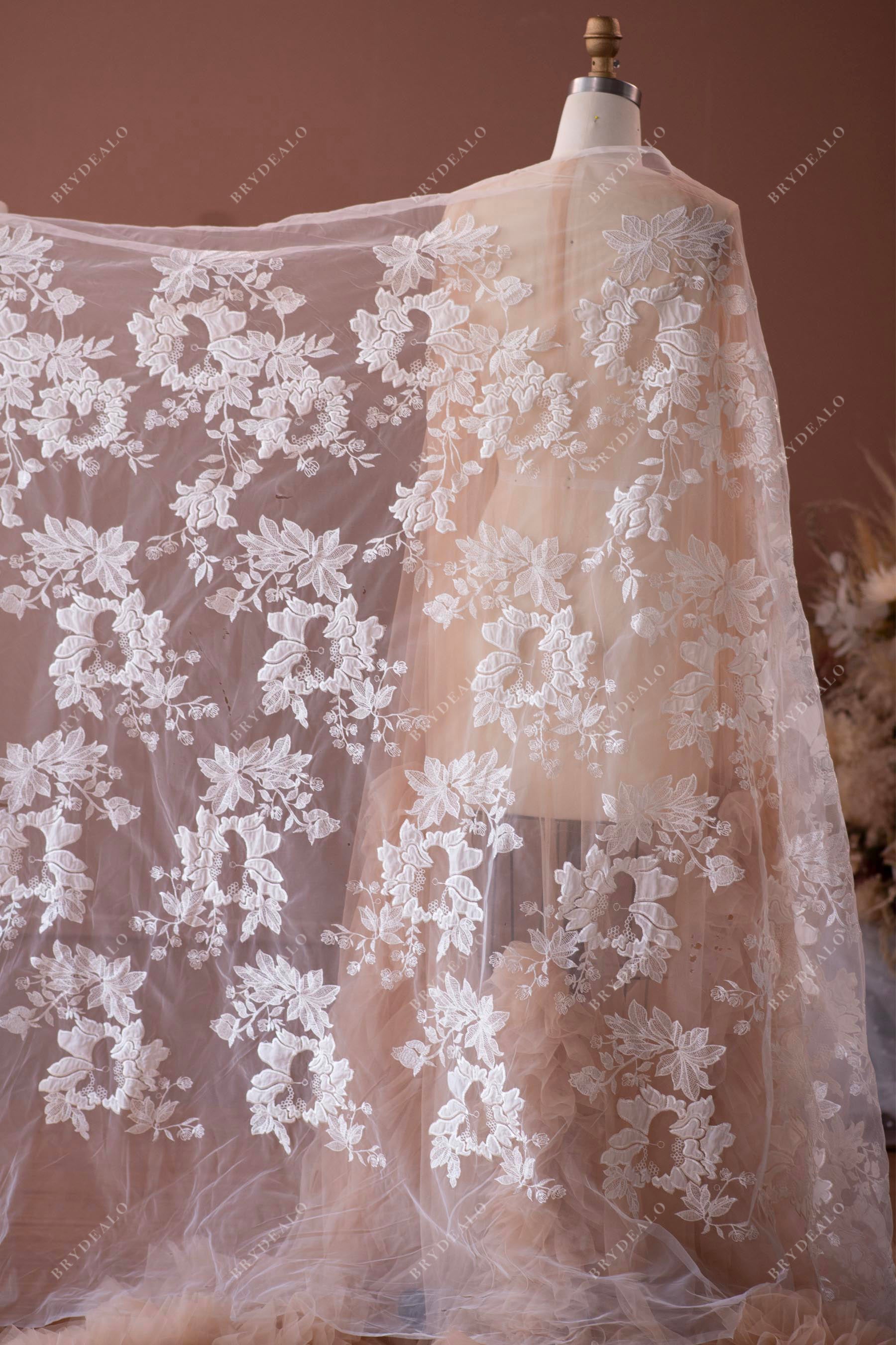 wholesale designer embroidery chiffon bridal lace fabric