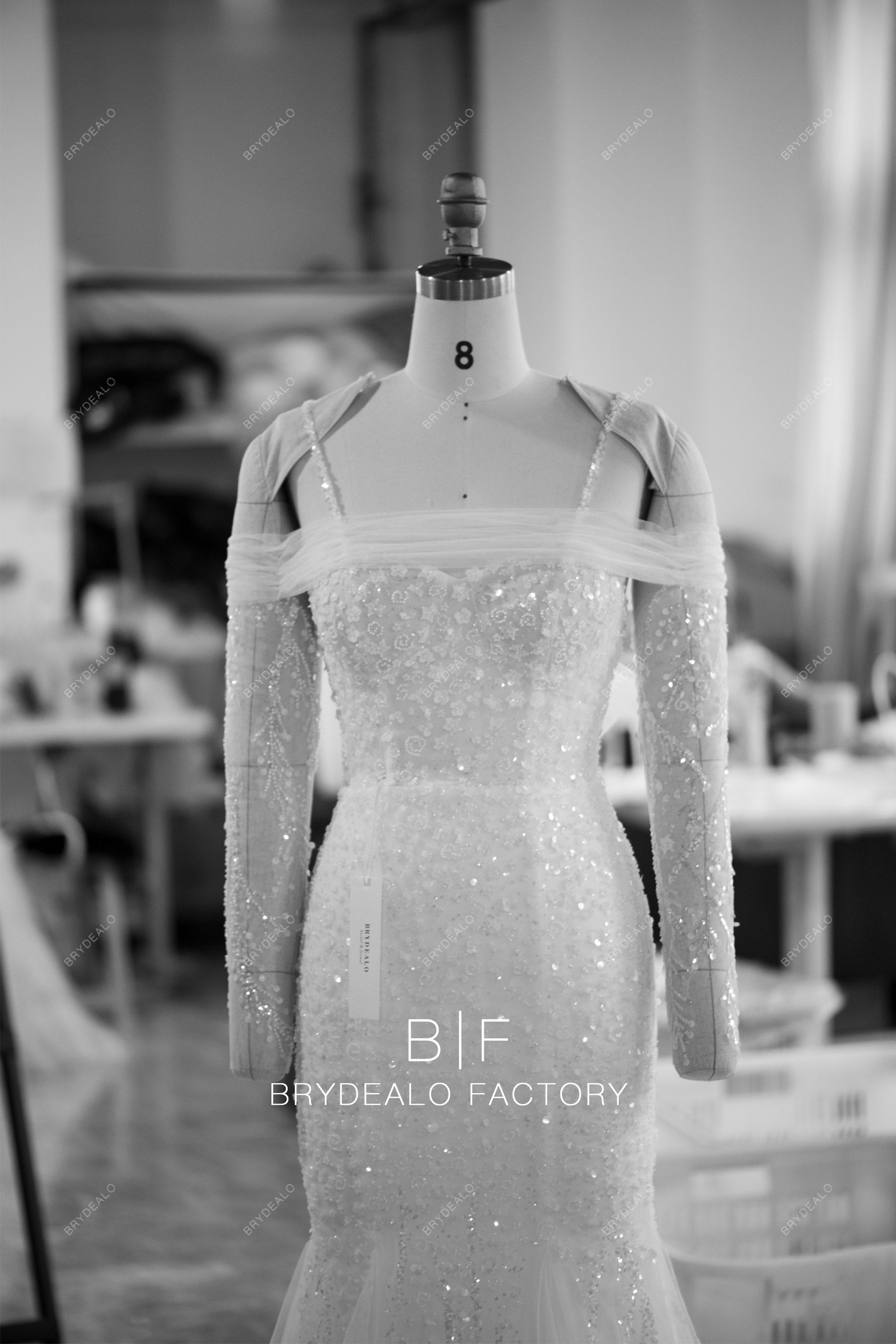 wholesale detachable off shoulder wedding dress
