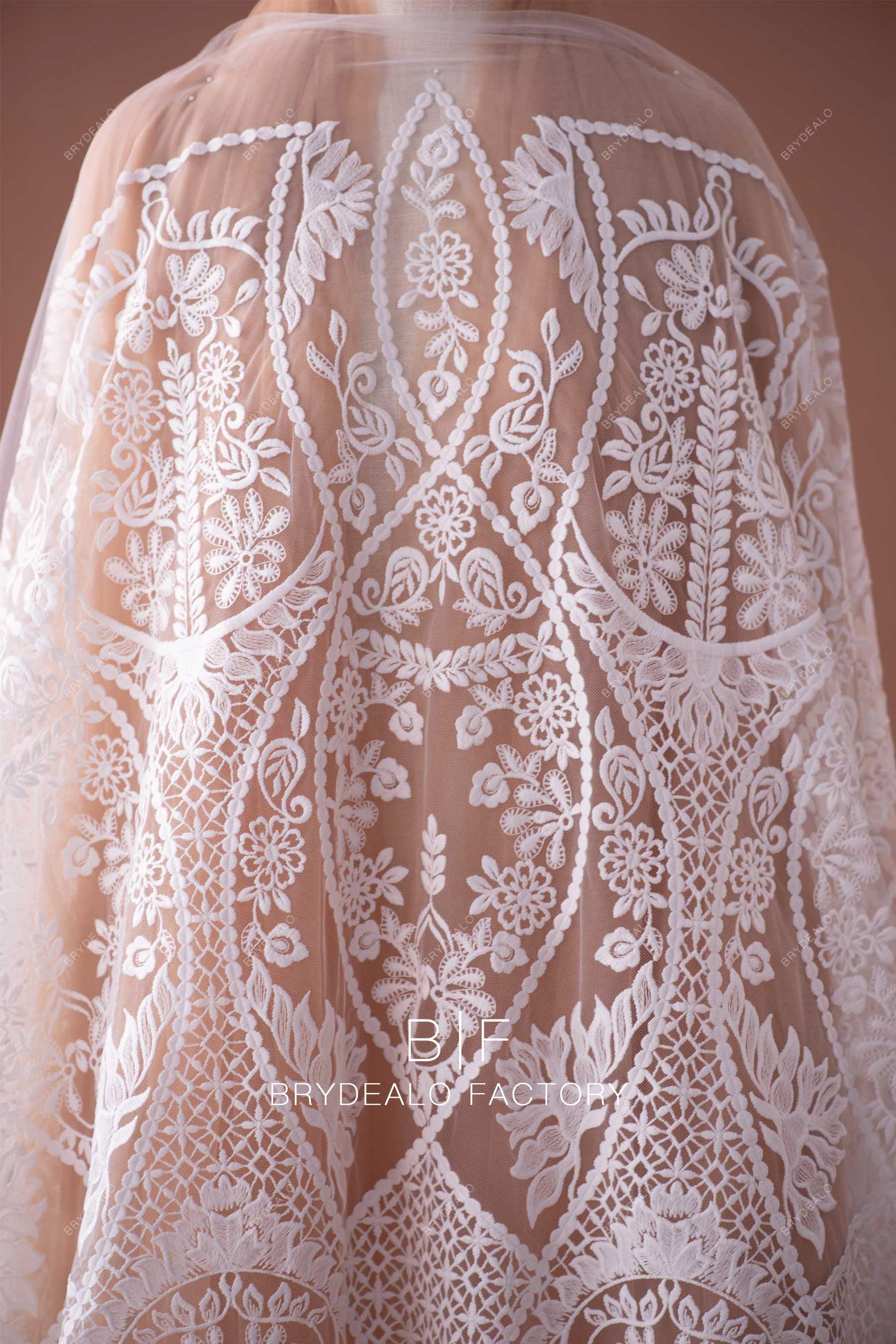 Wholesale Geometric Totem Embroidery Lace Fabric