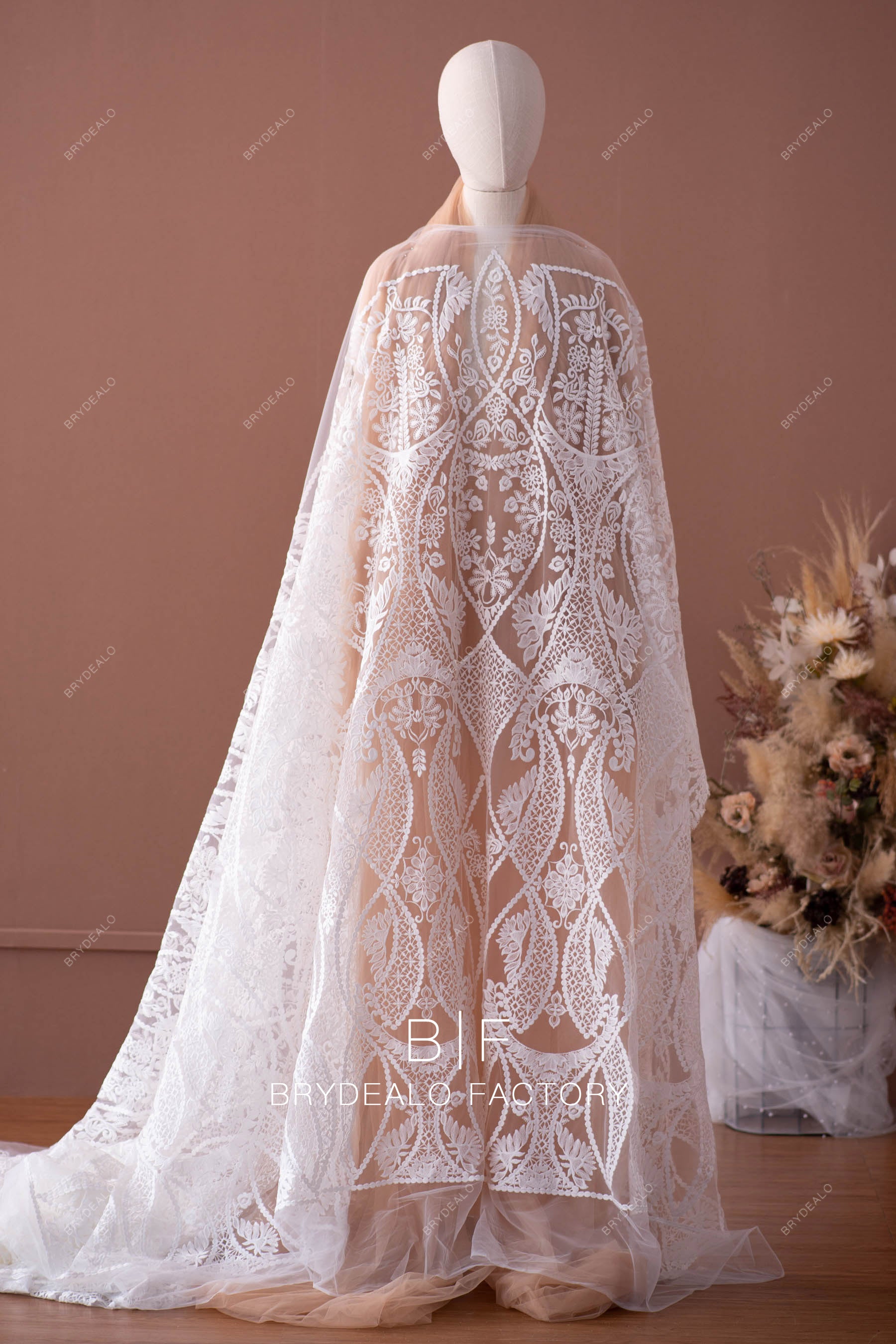 Geometric Totem Embroidery Lace Fabric
