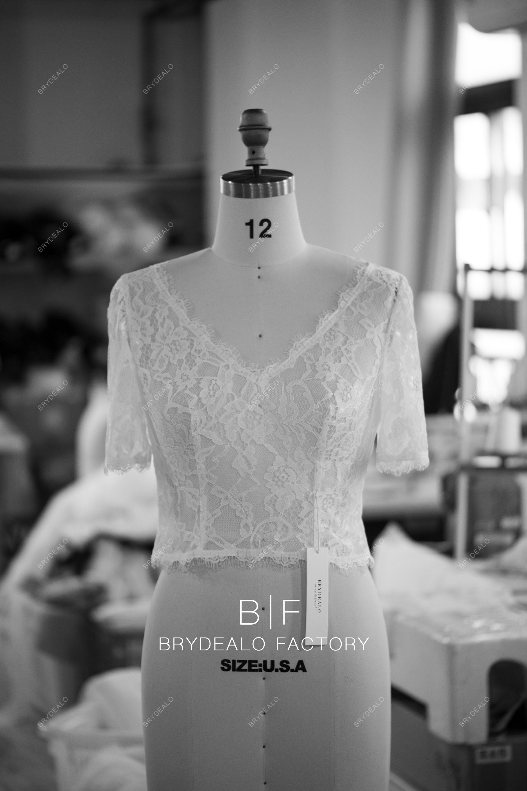 wholesale half sleeve lace bridal bolero with bustier
