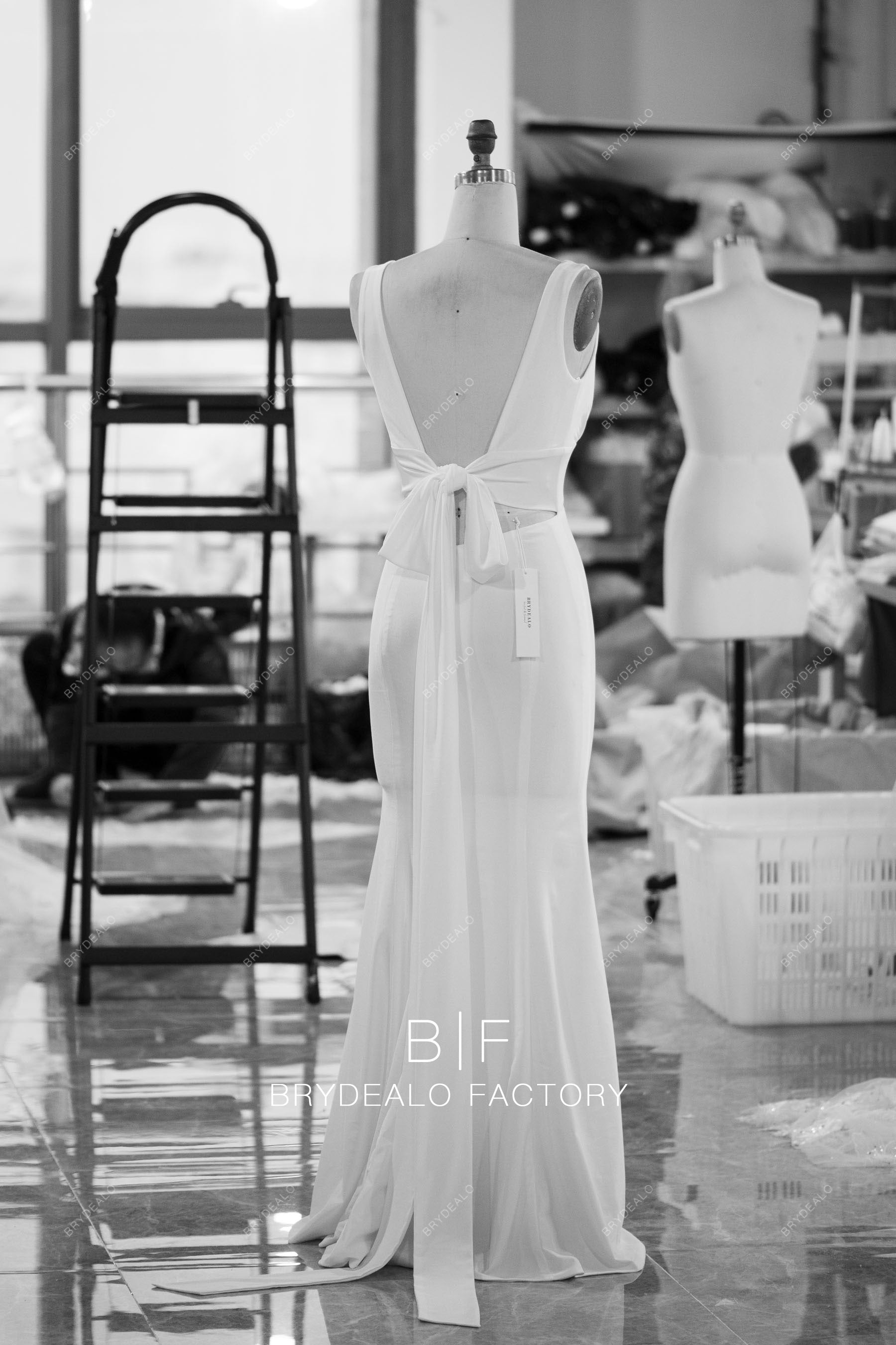 wholesale jersey fit flare sweep train wedding dress