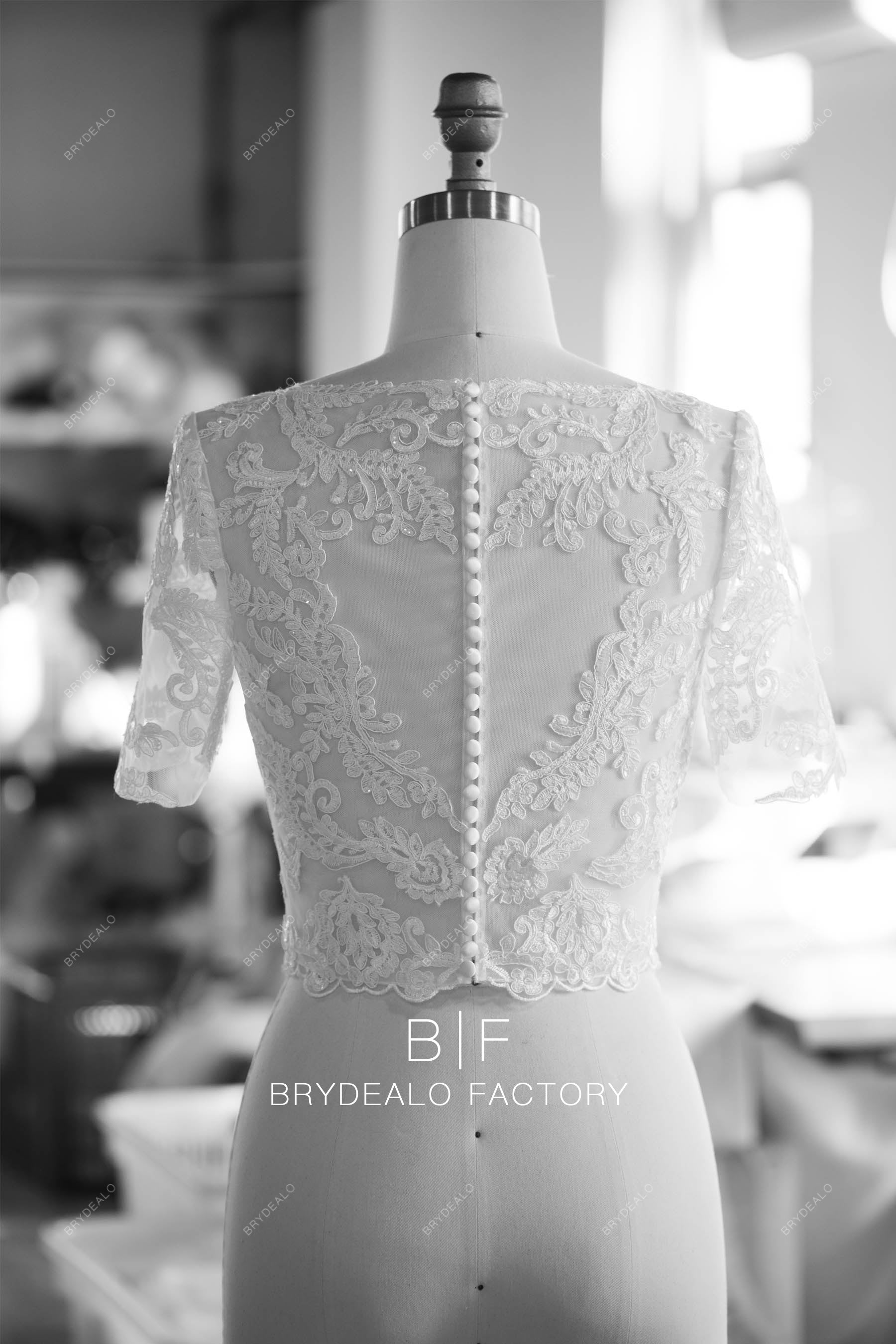 wholesale lace bridal jacket satin bustier