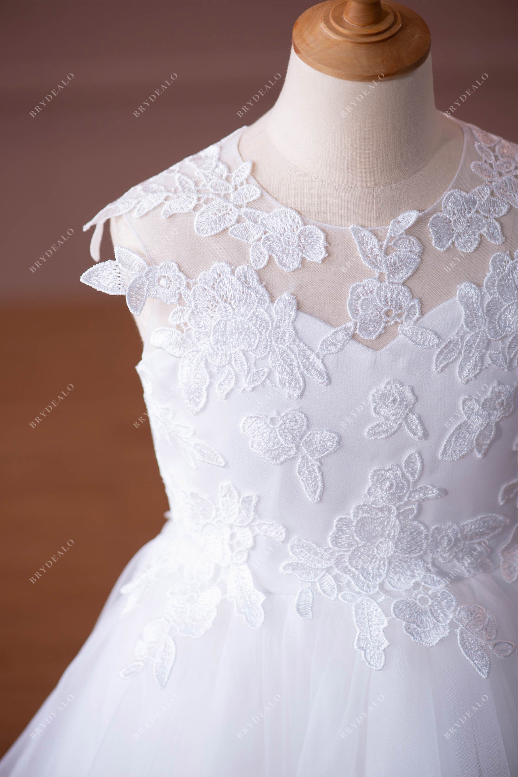 Light Ivory Lace Tulle Flower Girl Dress