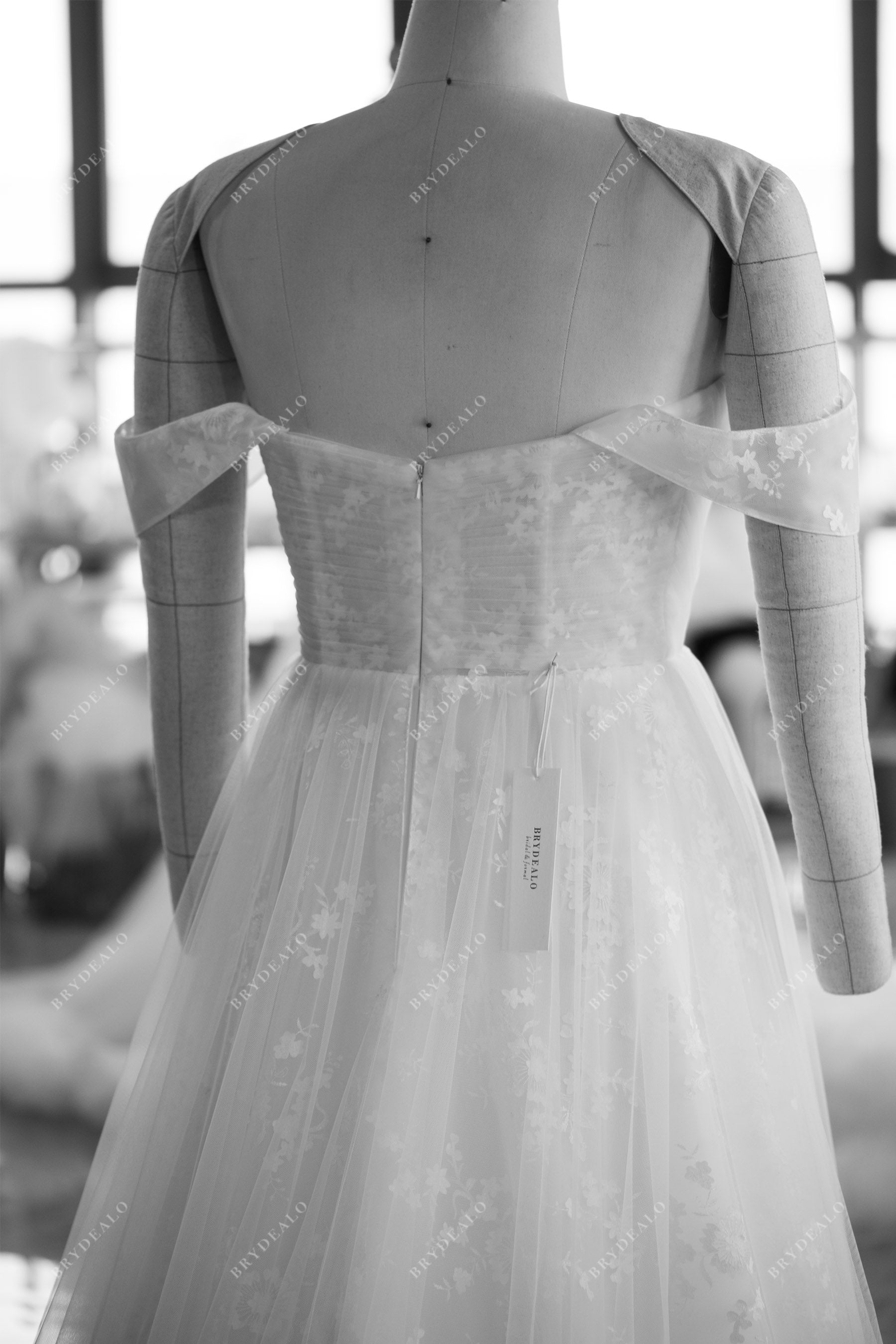 wholesale off shoulder pleated bridal gown