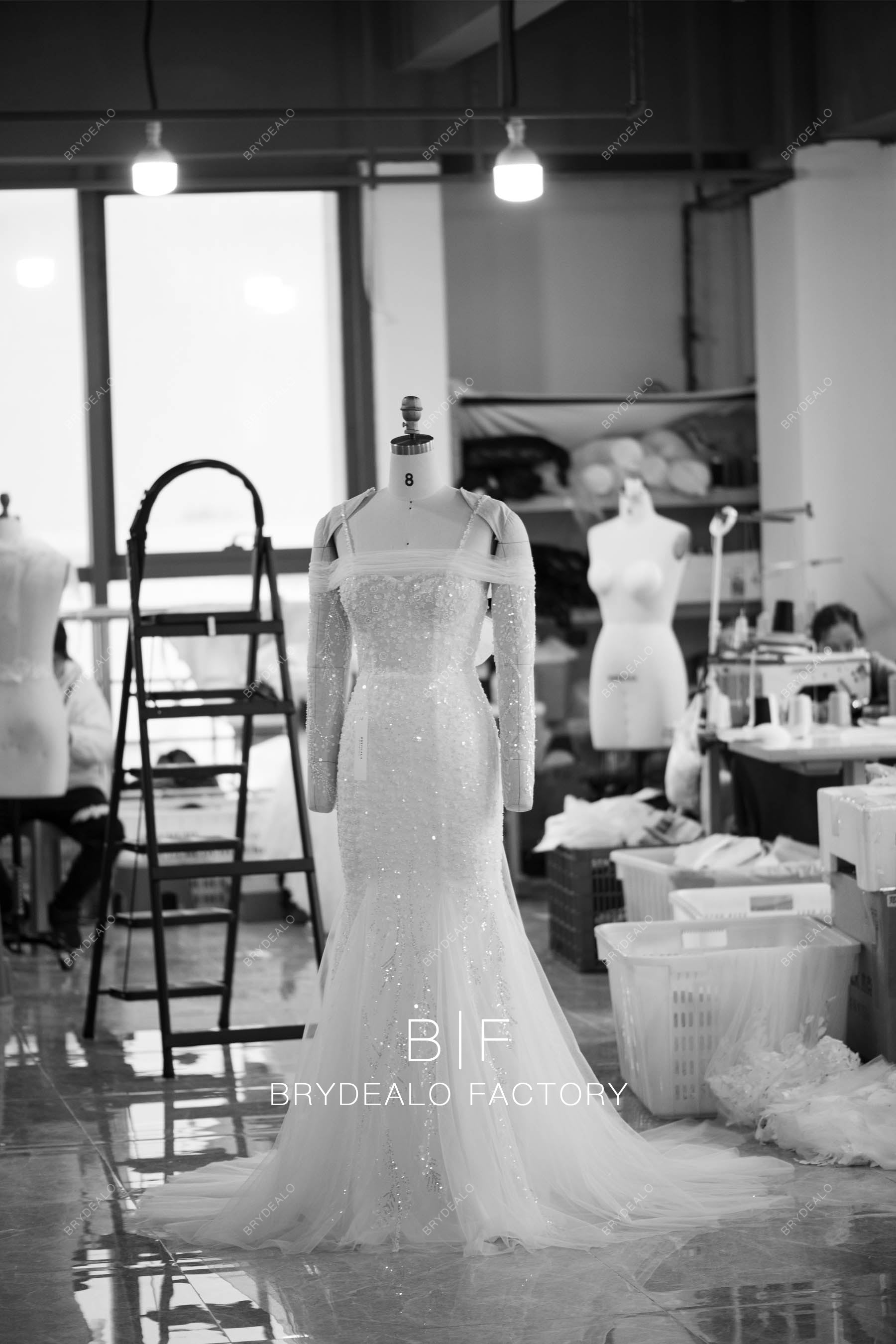 wholesale off shoulder sequined mermaid wedding dress