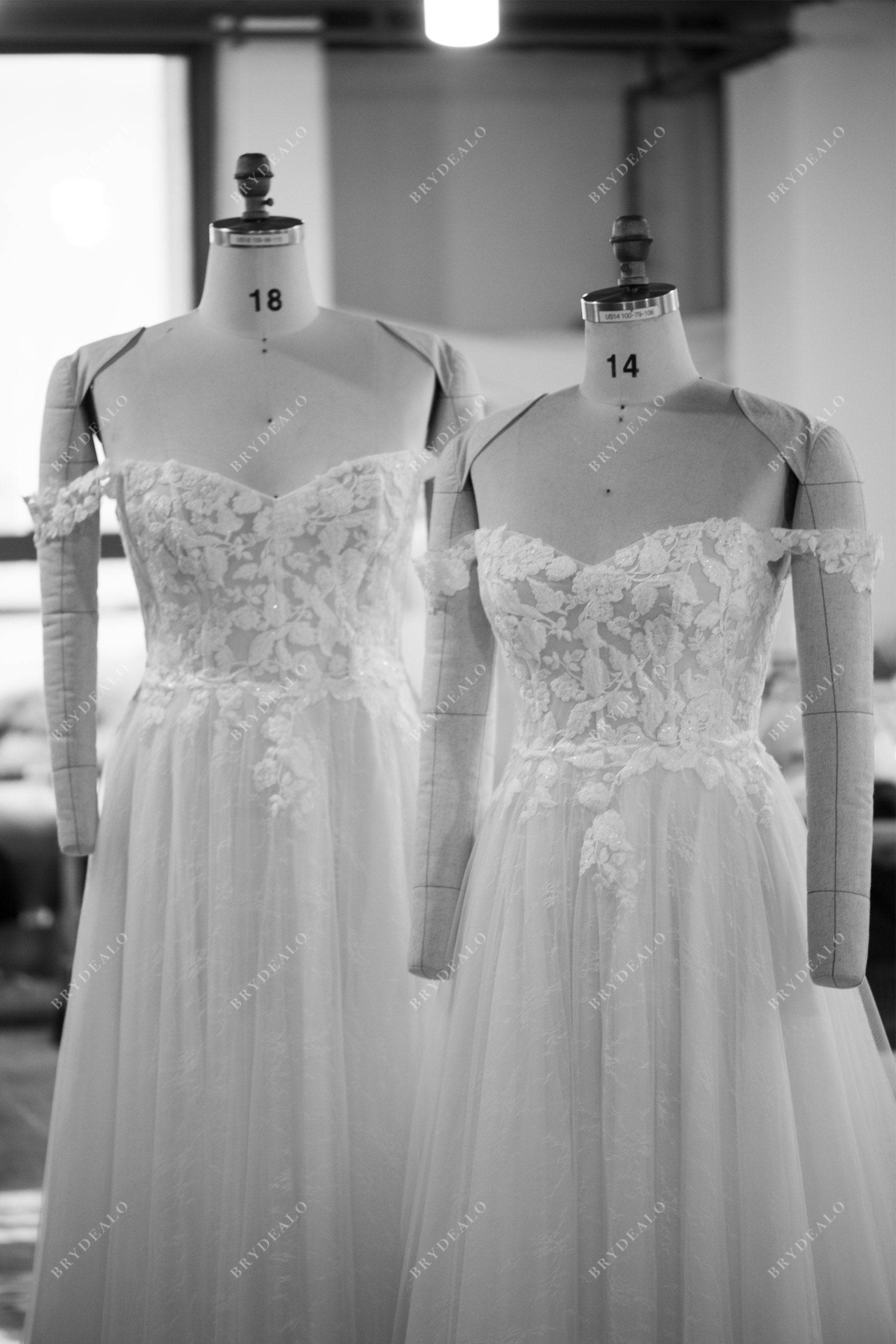 custom made lace off shoulder dresses