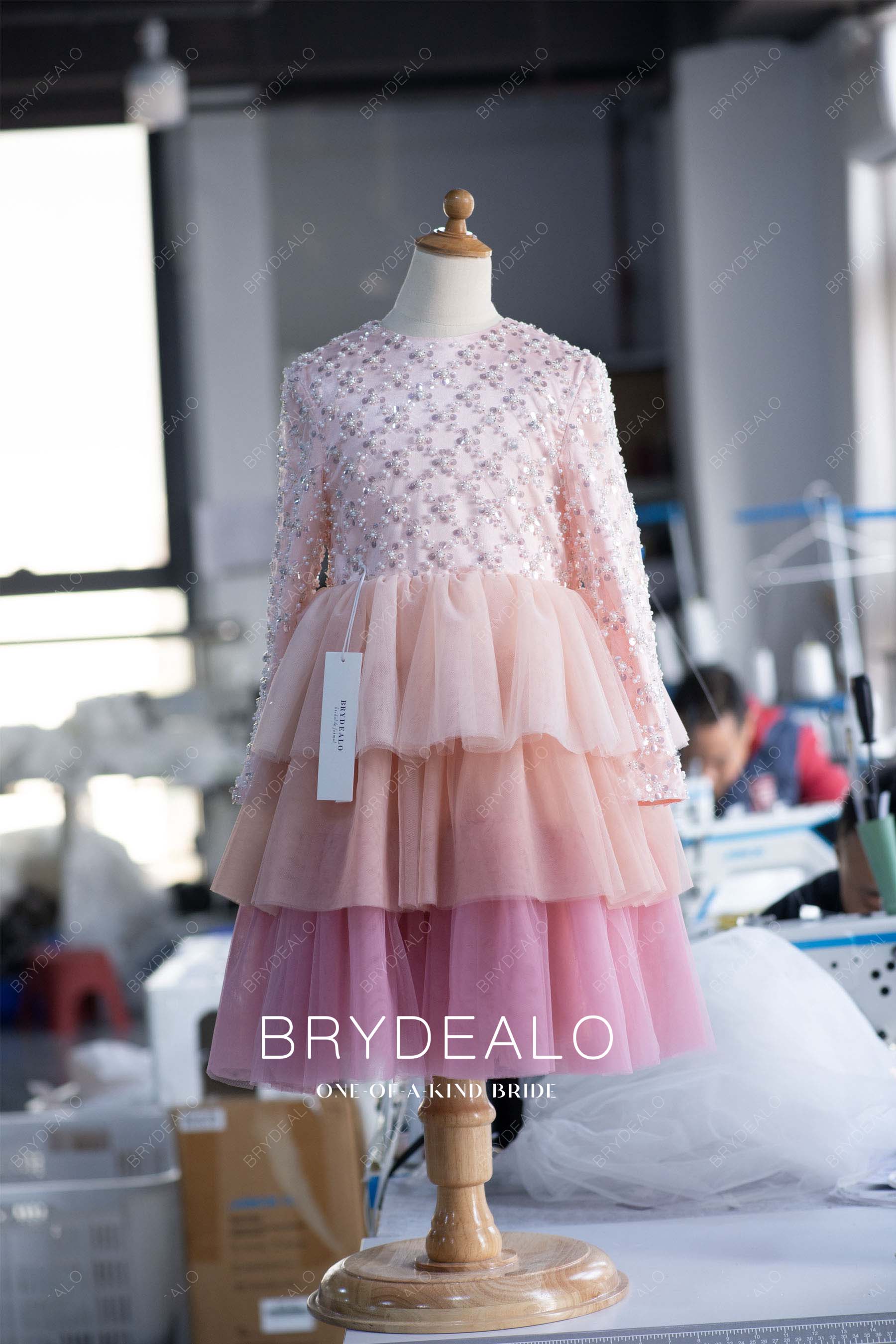wholesale pink ombre skirt flower girl dress