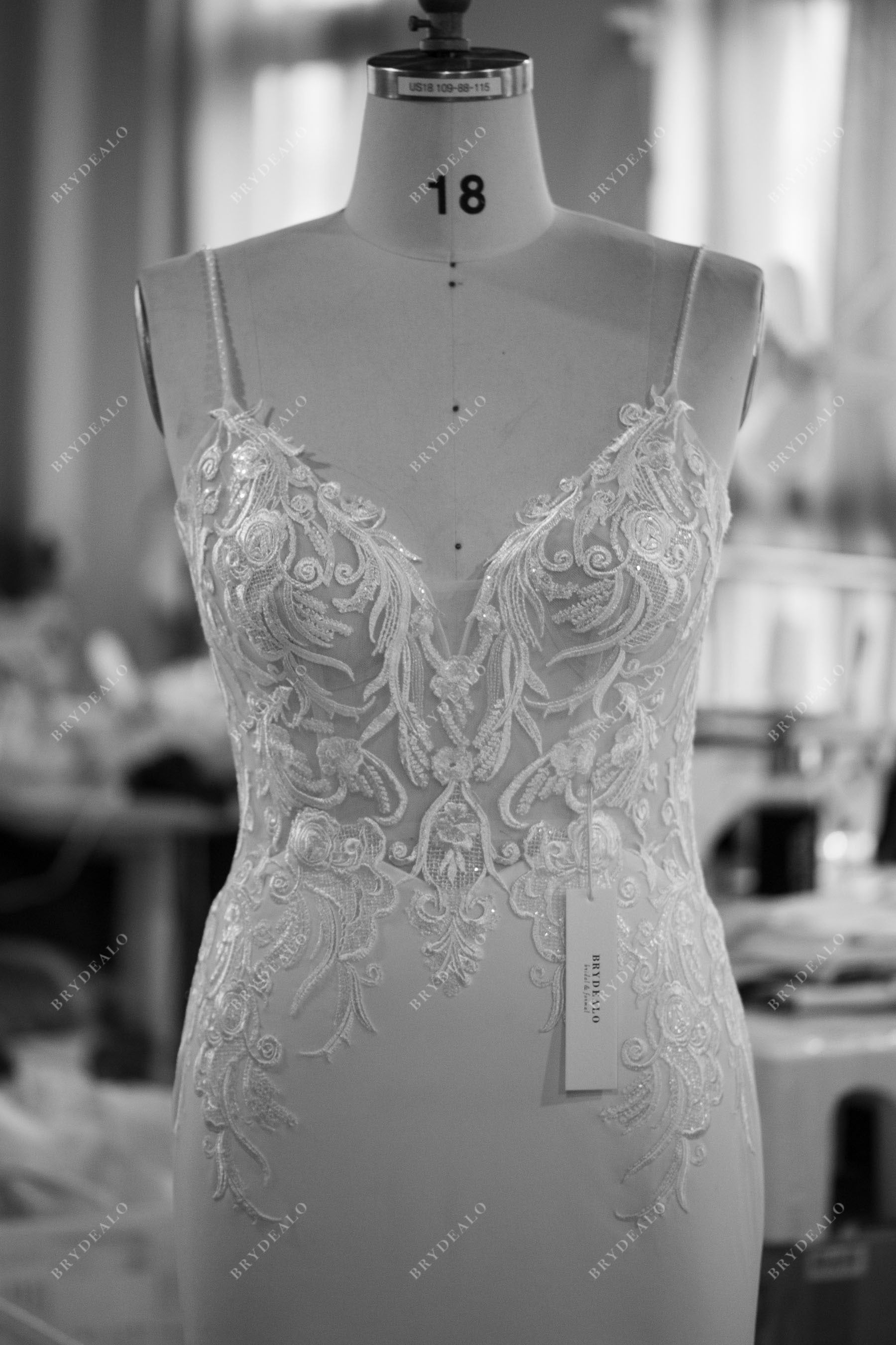 wholesale v-neck beaded straps lace wedding dress