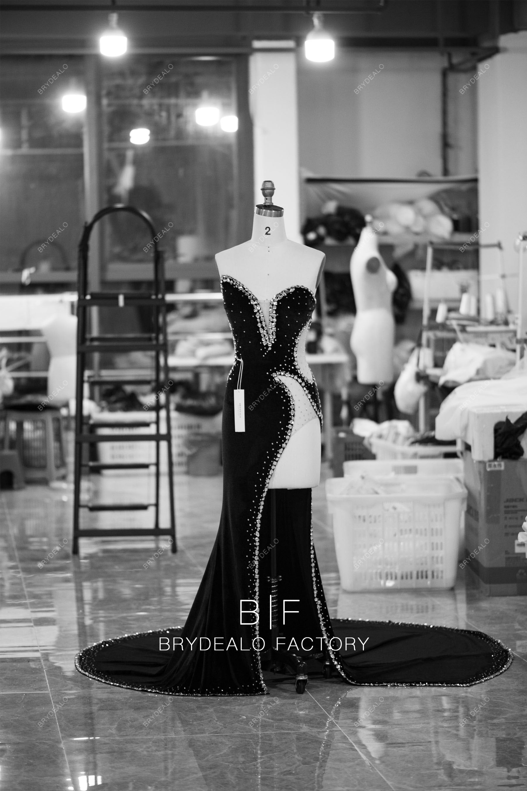 wholesale sexy hollow rhinestone velvet mermaid prom dress
