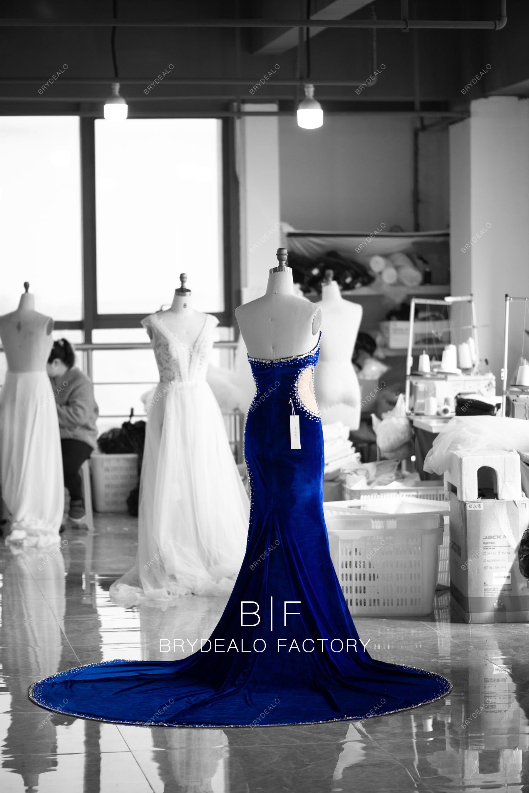 wholesale silky velvet long prom dress